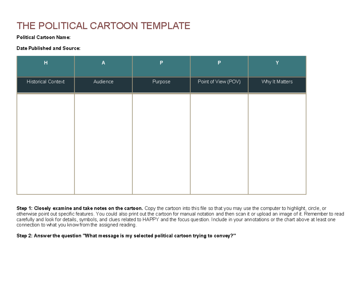 Political Cartoon Analysis Template: Historical Context & Purpose - Studocu