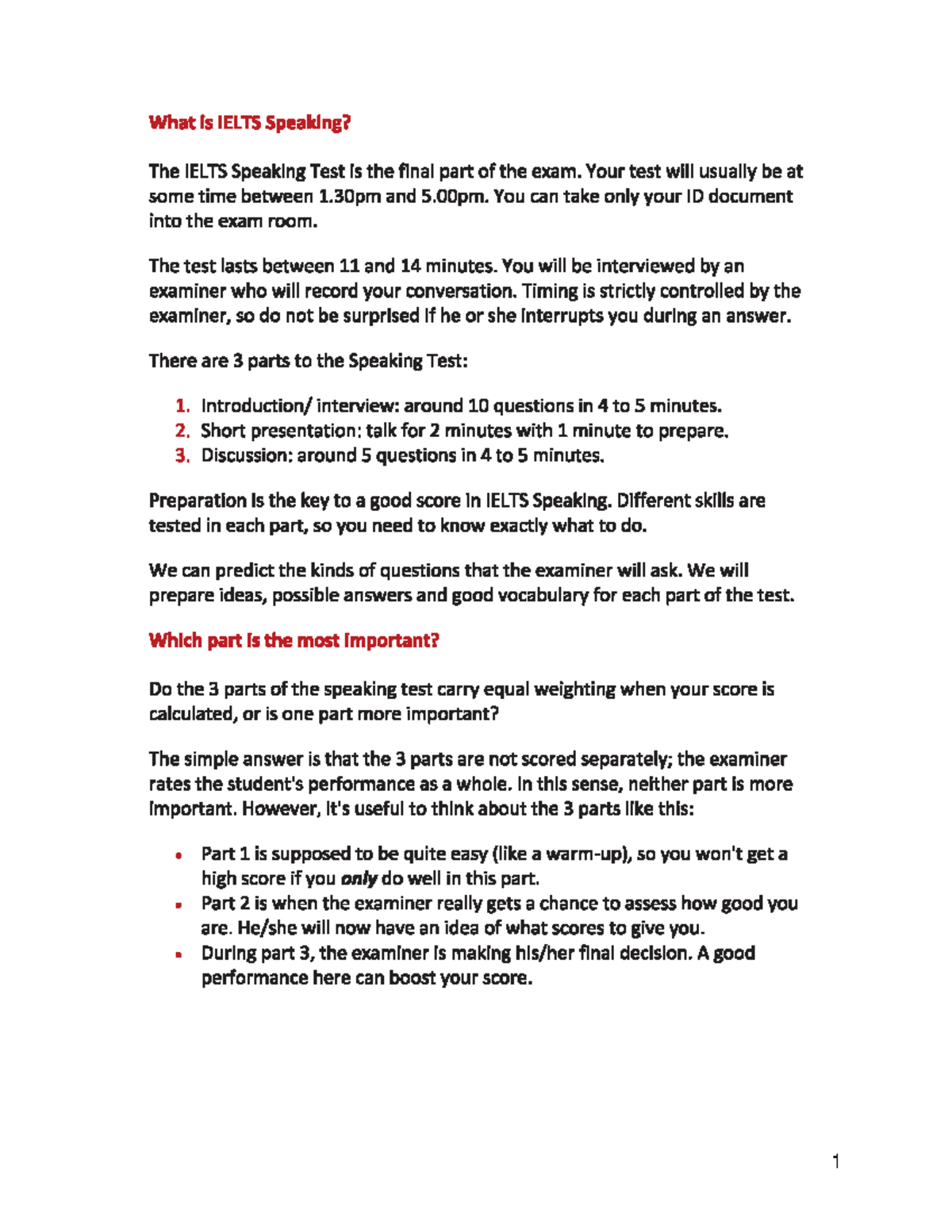 02. Print - IELTS Speaking Strategies: Part 1 Overview - Studocu