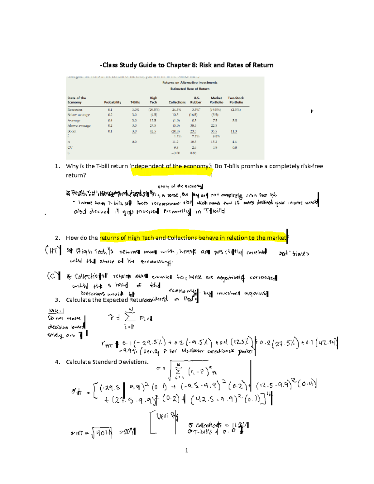 Chapter 8 - Risk and Rates of Return Lecture Notes Study Guide - Studocu
