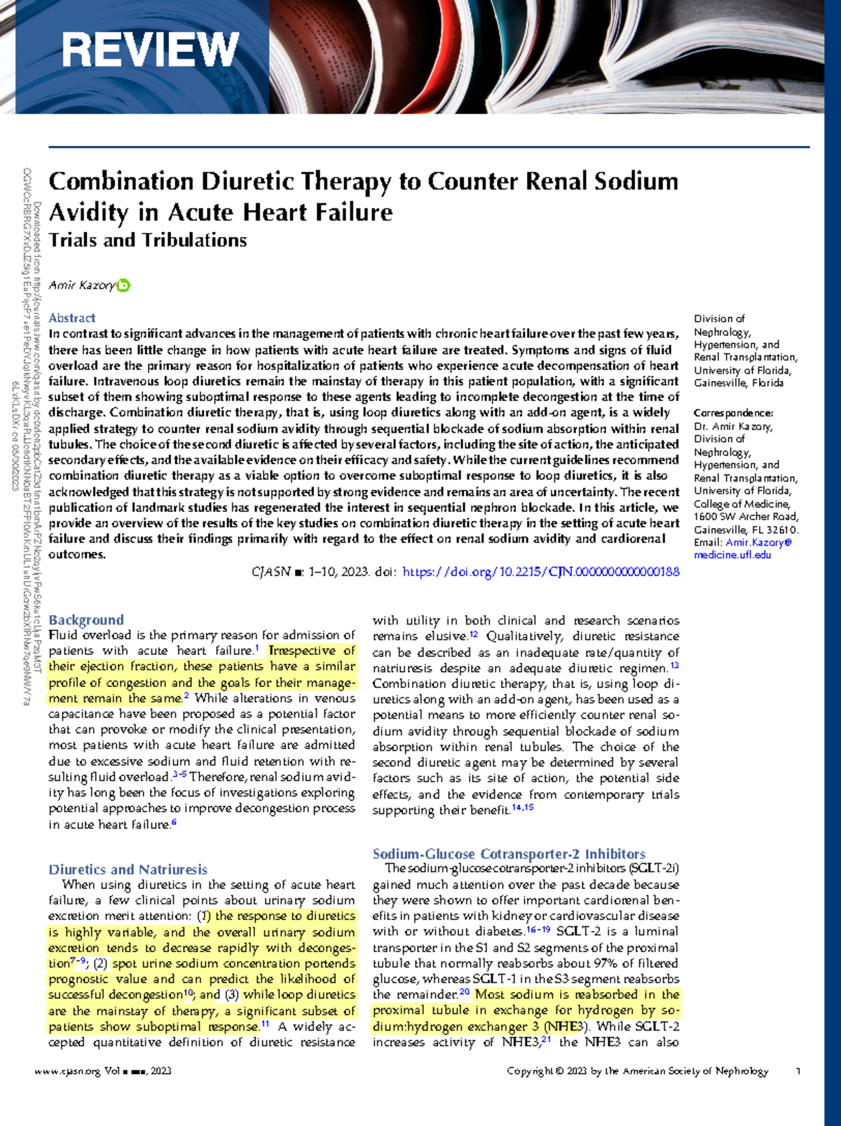 Combination Diuretic Therapy for Acute Heart Failure Management - Studocu