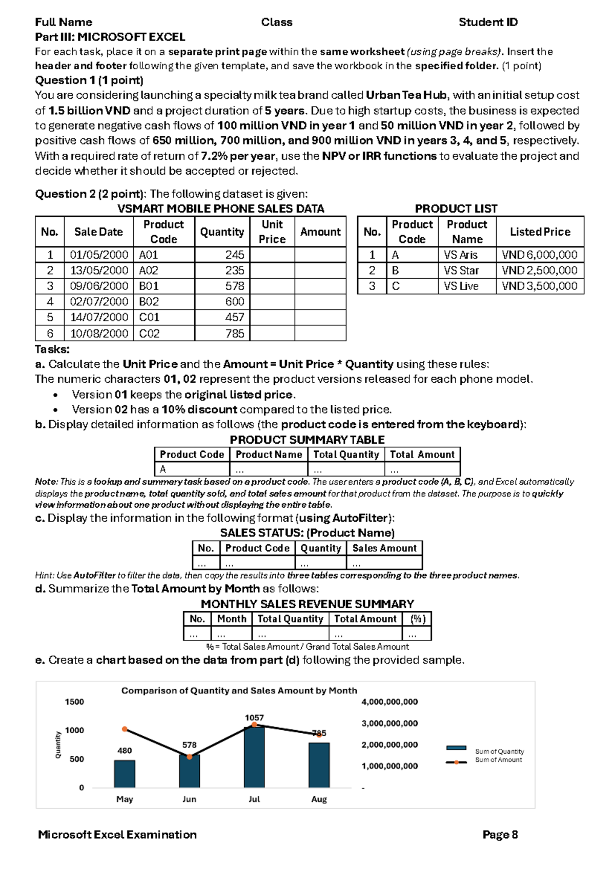 Excel Practice Sample Test 3 - MICROSOFT EXCEL Class - Studocu