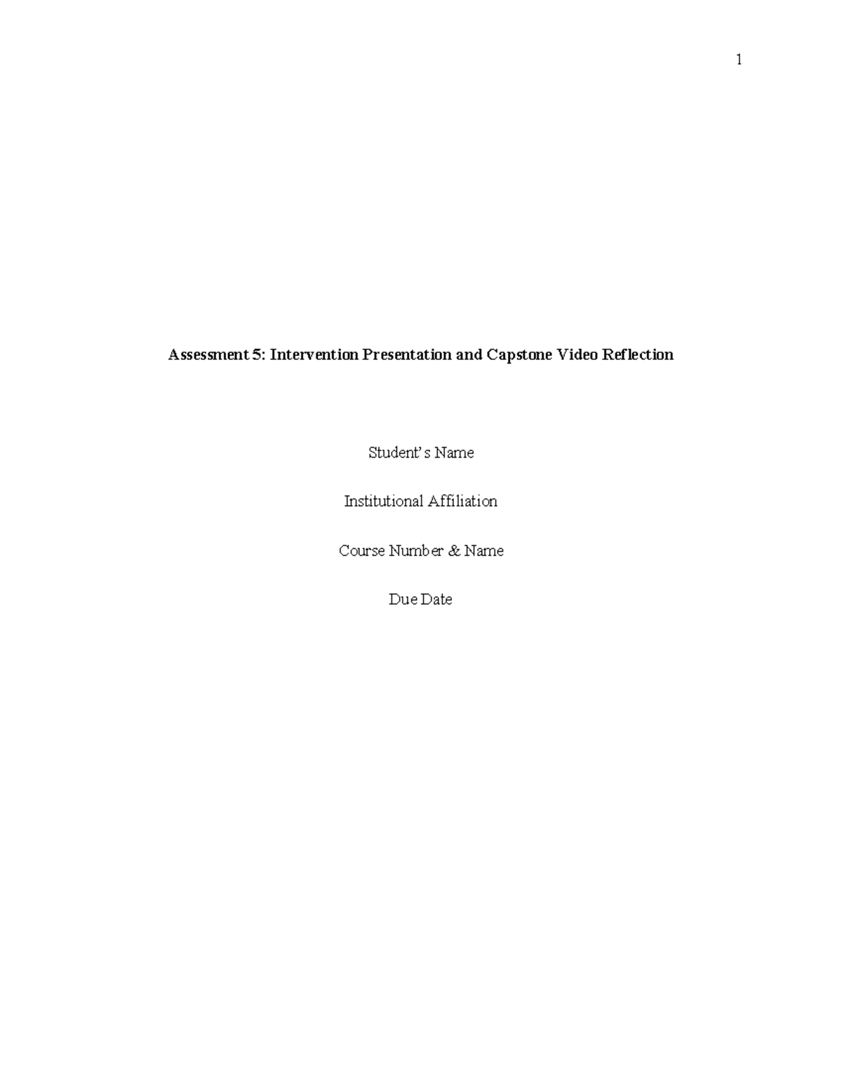 Assessment 5: Capstone Video Reflection on Heart Disease Intervention ...