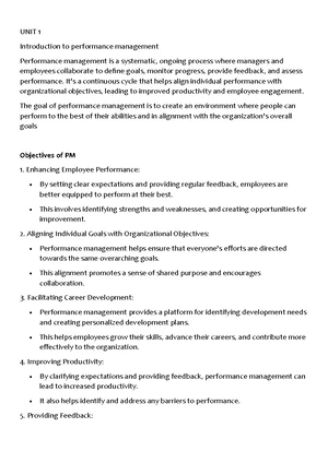 Performance Management - Study Notes & Assignments - Studocu