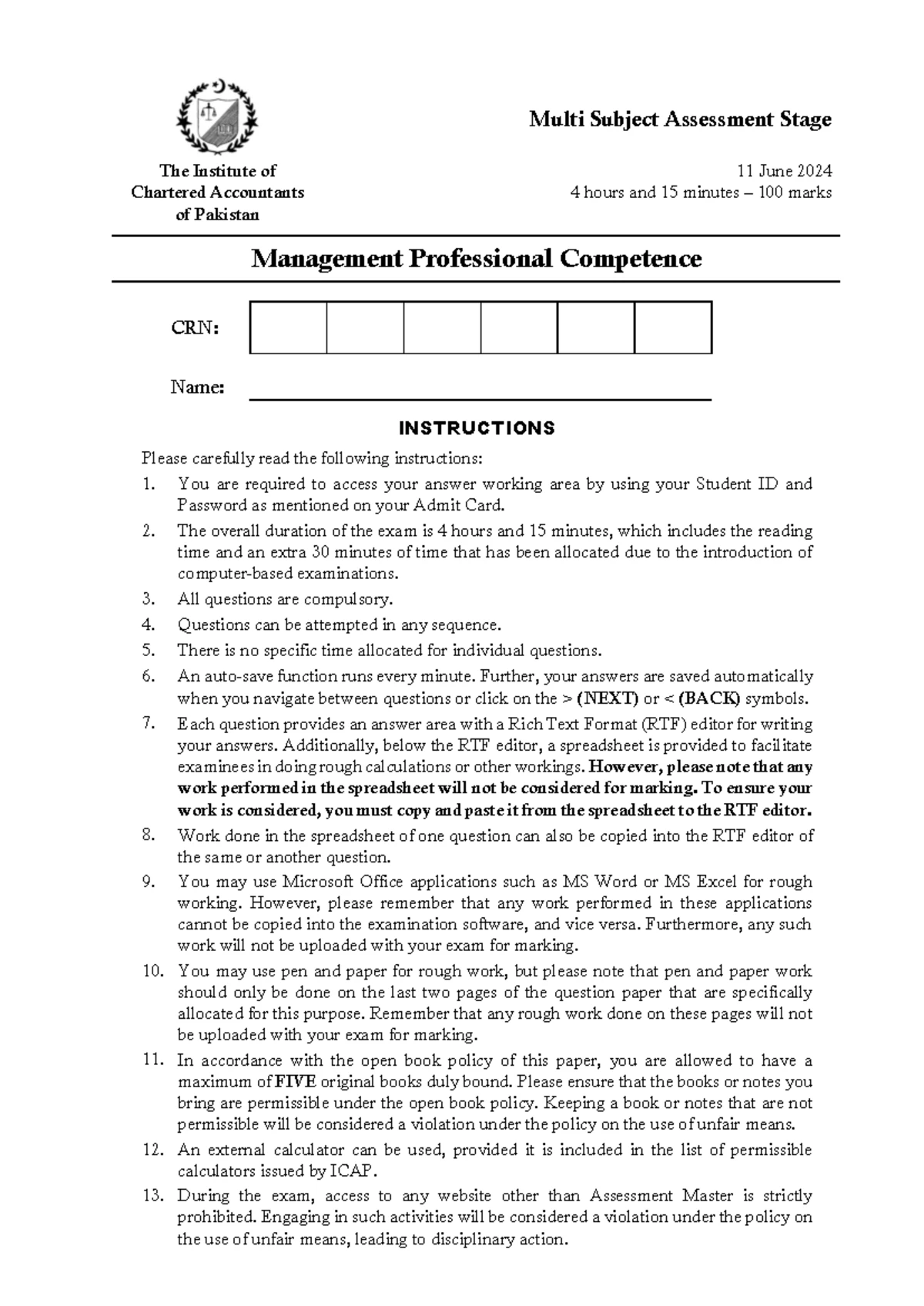 MSA 2 Suggested Answers for Multi Subject Assessments - Winter 2021 ...