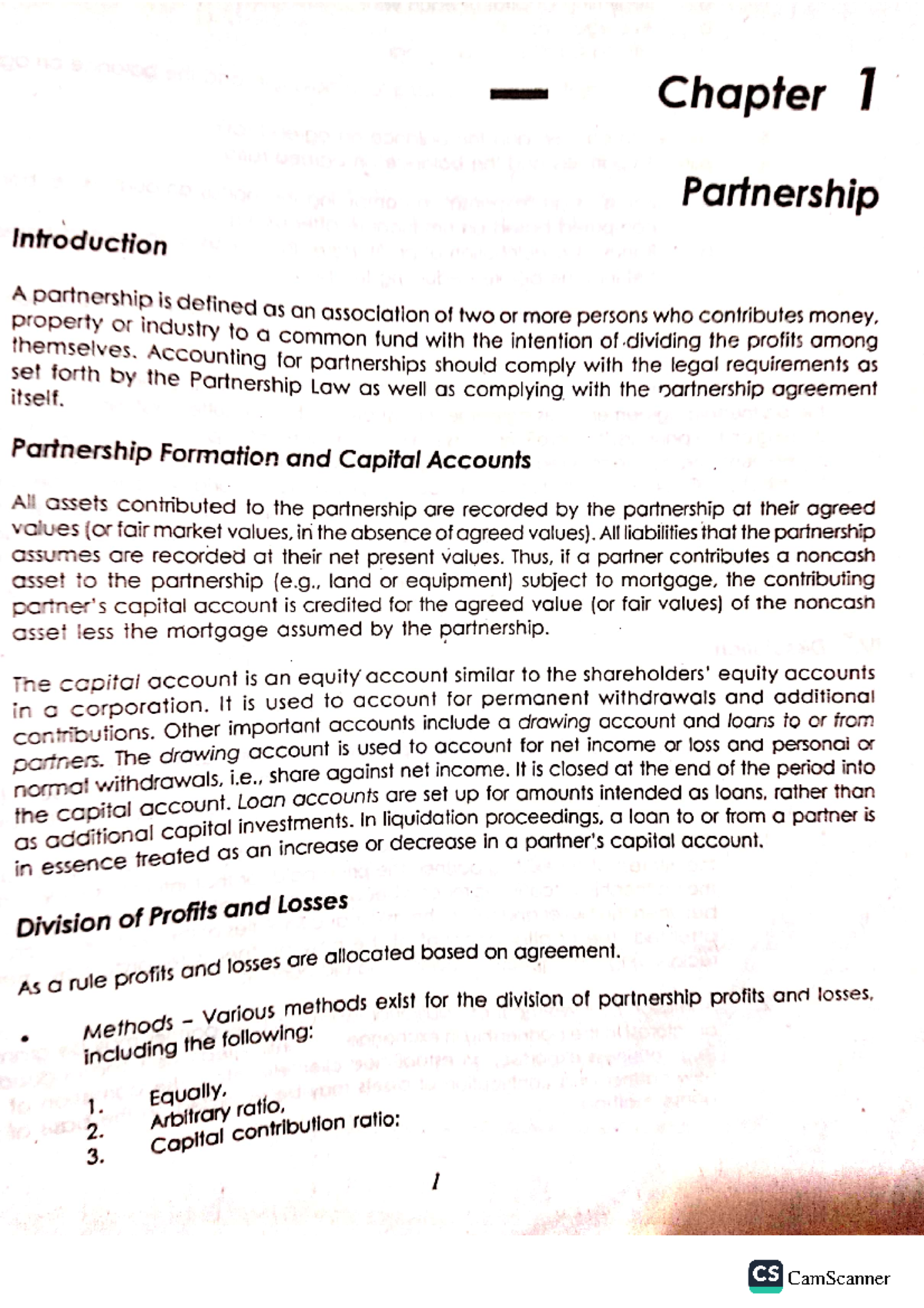 afarpartnership - Chapter 1 Partnership Introduction A partnership is ...