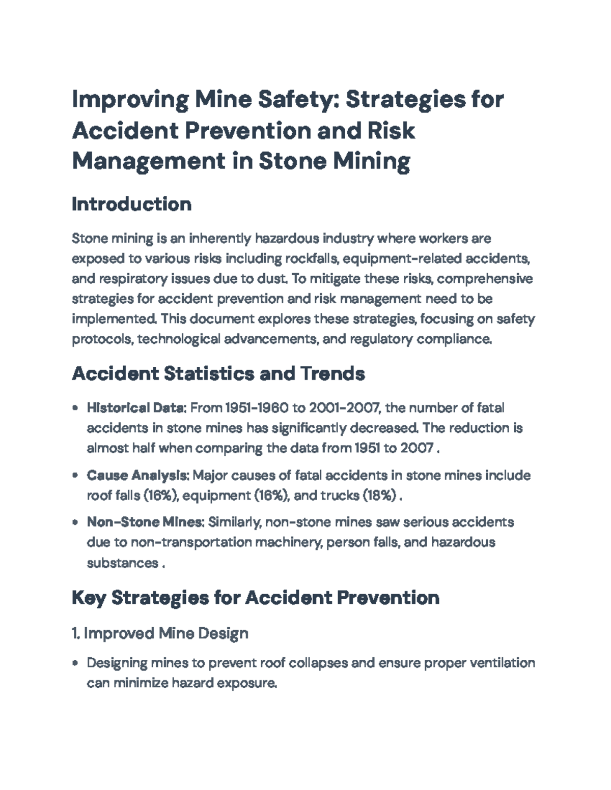 Improving Mine Safety: Strategies for Accident Prevention in Stone ...