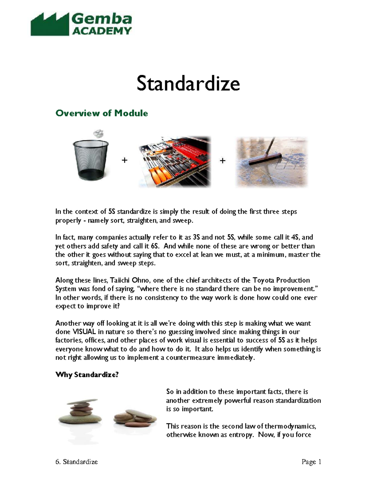 6b Standardize - Overview of 5S in Business Organizations - Studocu