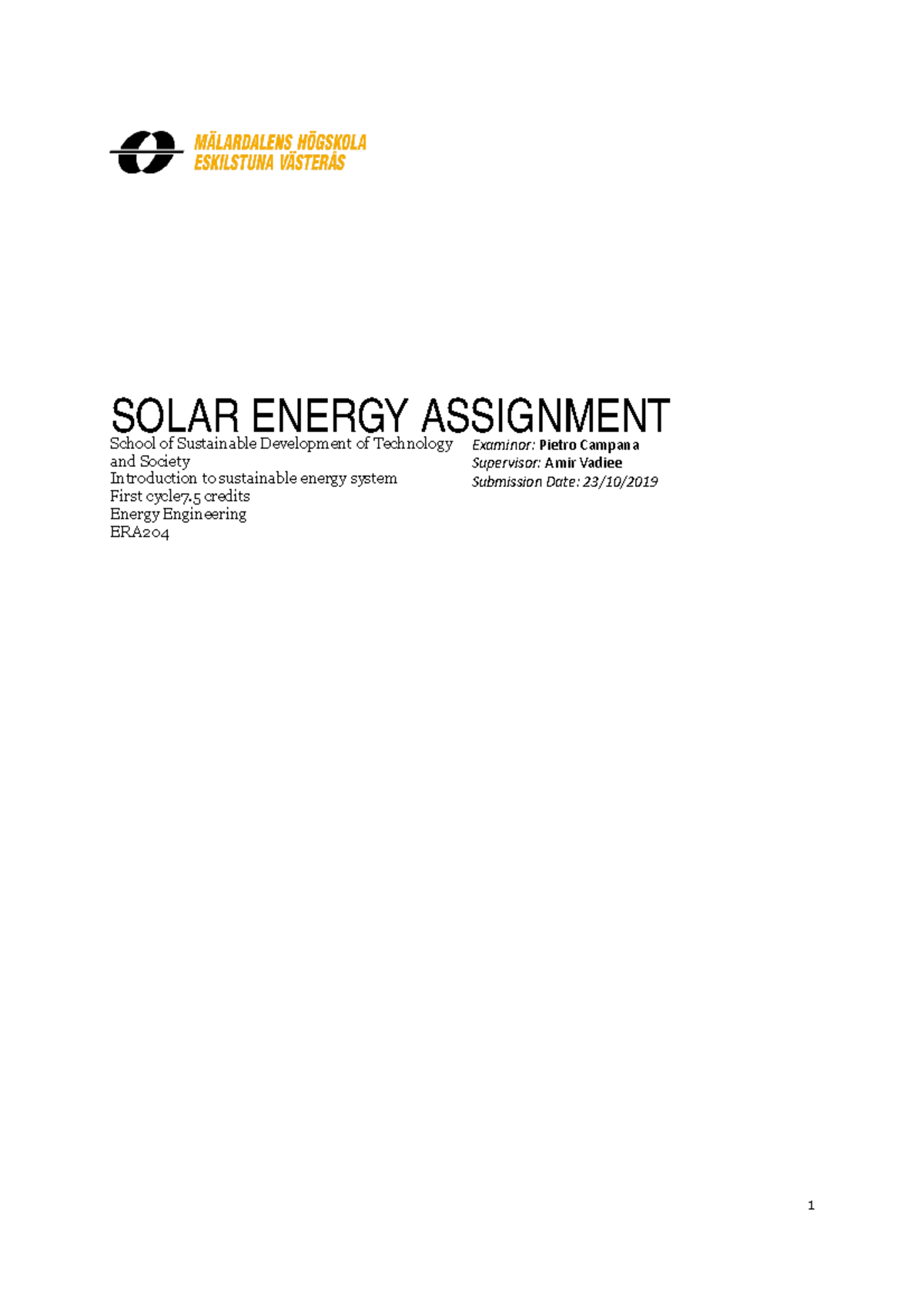 Solar energy assignment - student 8 - SOL AR ENERGY ASSI GNMENT LAW CHI ...