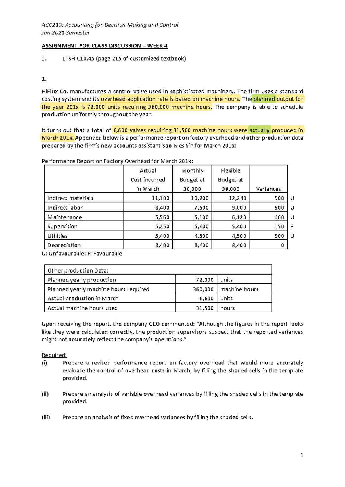 ACC210 Assigned Qns Wk4 - ACC210: Accounting for Decision Making and ...