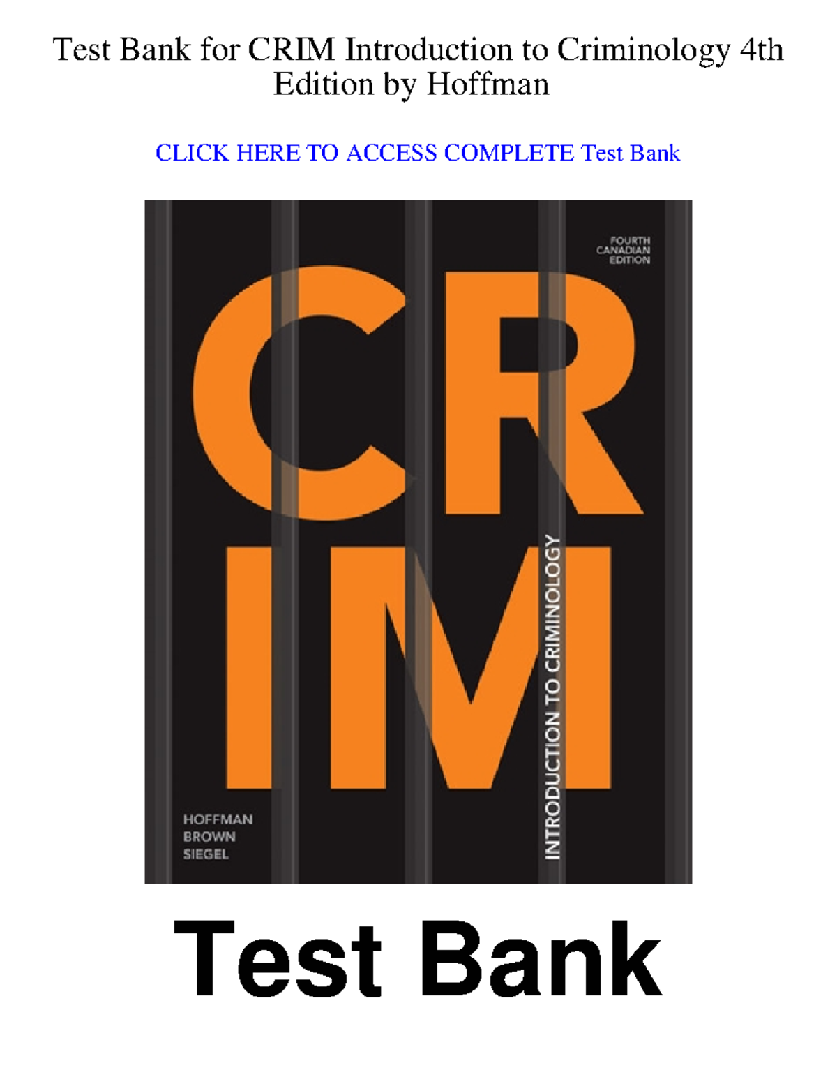 9780176913878-TEST-BANK - Test Bank for CRIM Introduction to ...