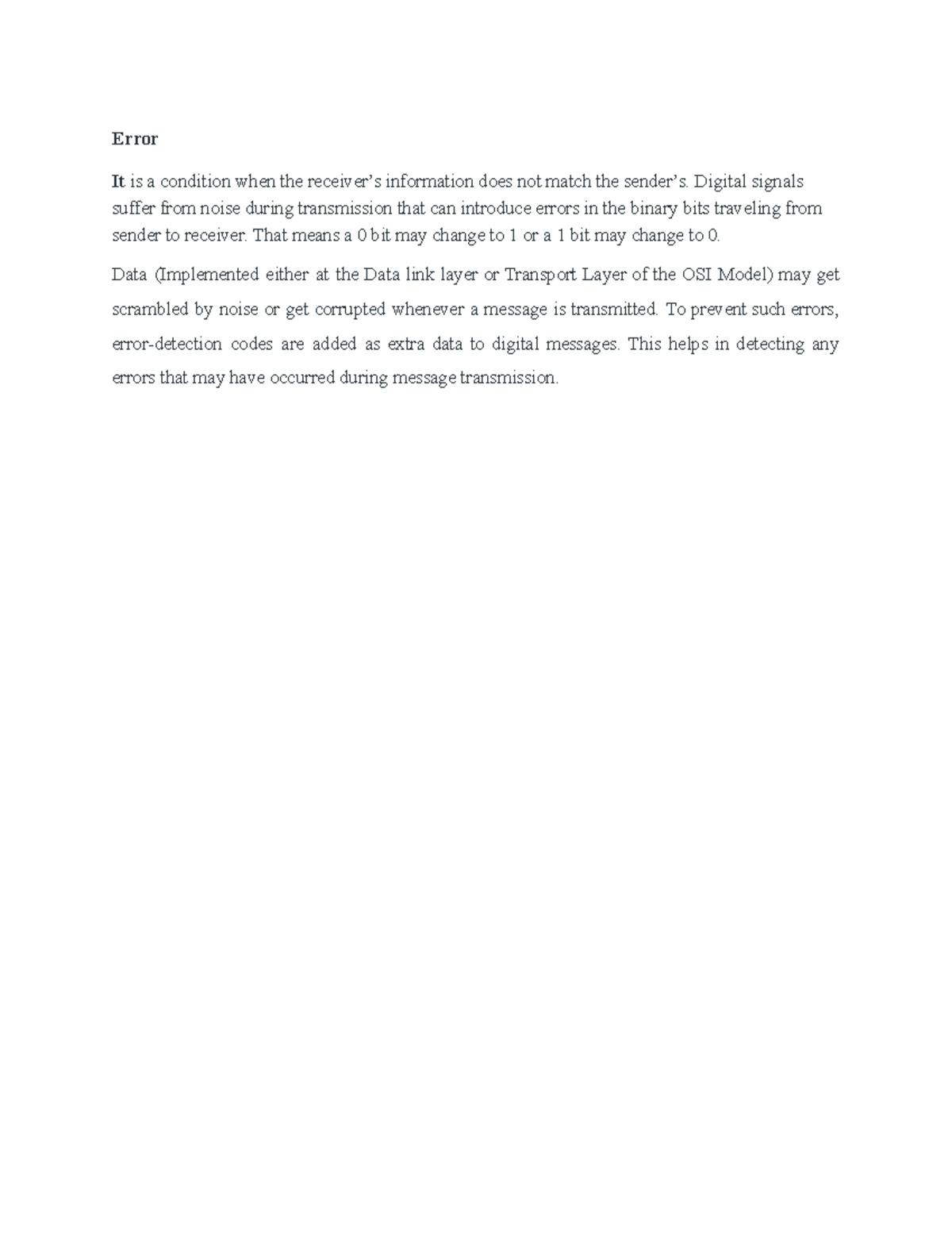 Error Detection in Digital Communication: Noise and Data Integrity ...
