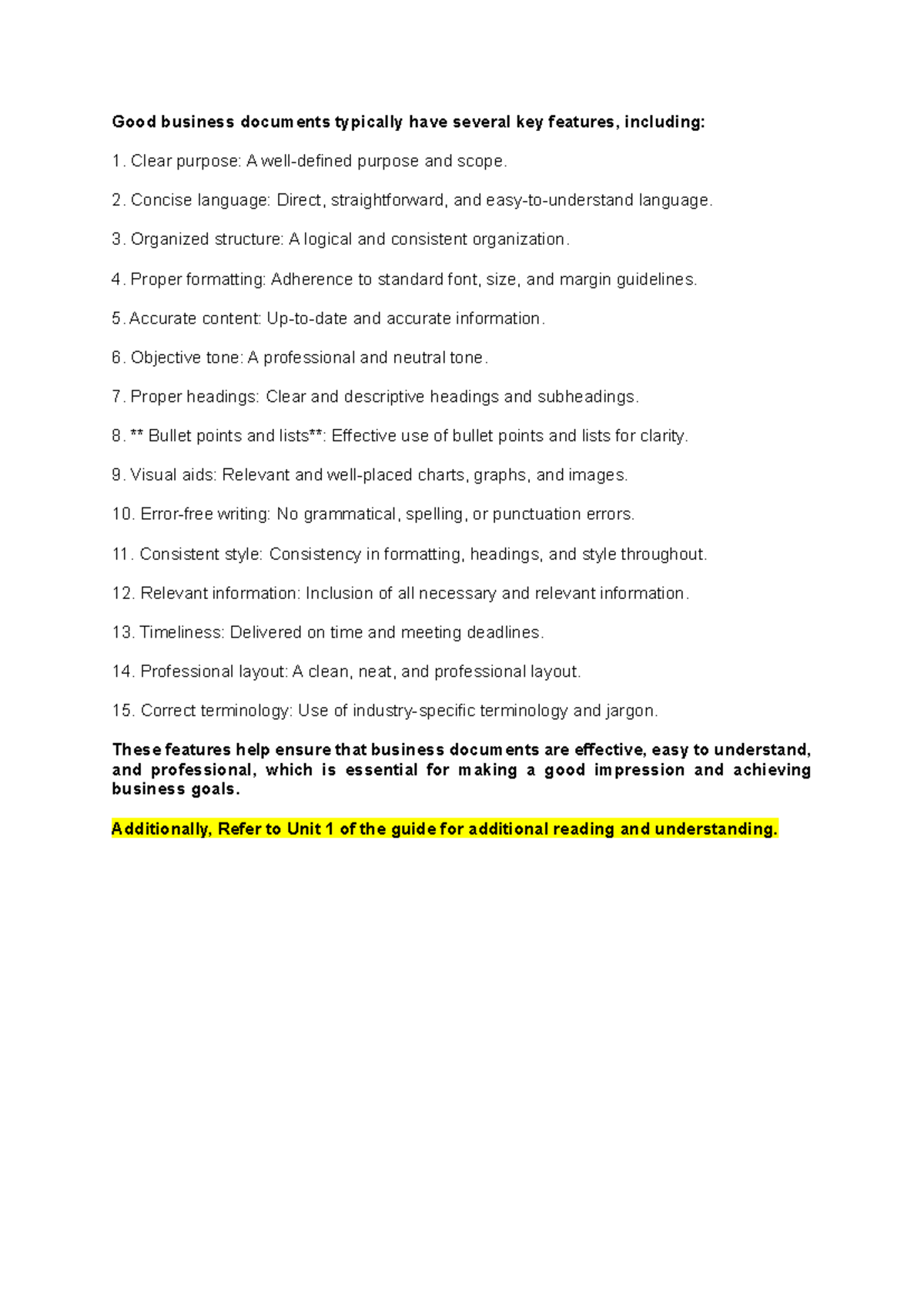 Key Features of Effective Business Documents - ENN - Studocu