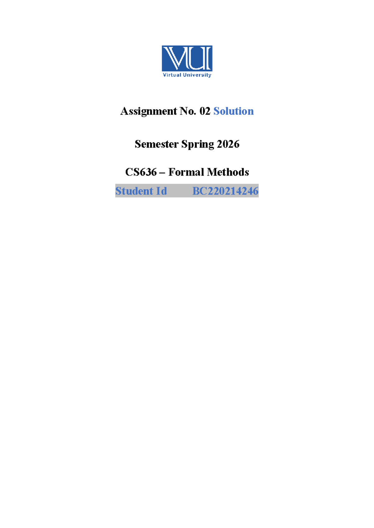 CS636 Assignment 02 Solutions - Spring 2026 - Studocu