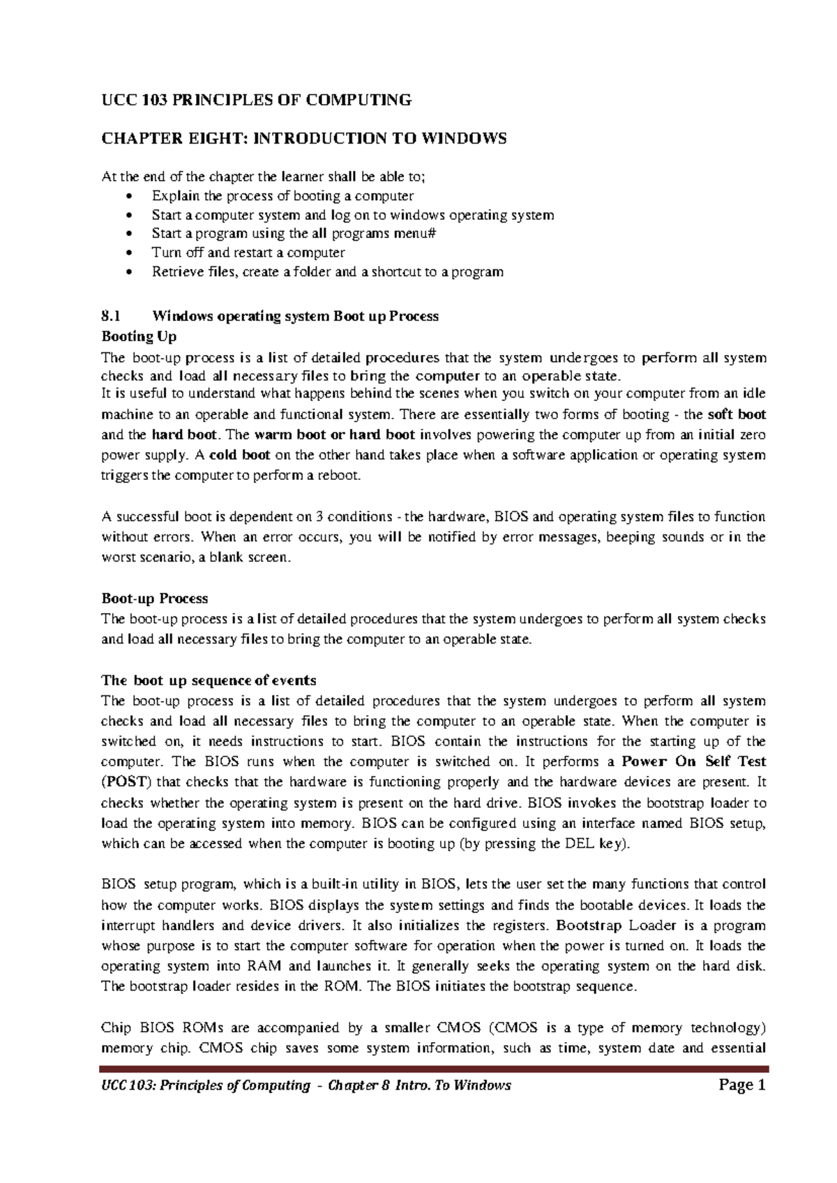 UCC 103 Chapter 8 - Introduction to Windows Boot-Up Process and Logon ...