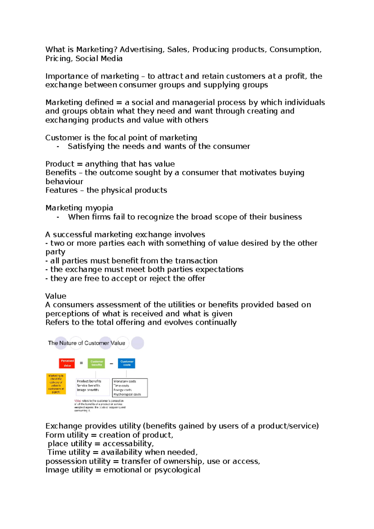 MKT 201 - Marketing Overview Notes from Semester 2 - Studocu