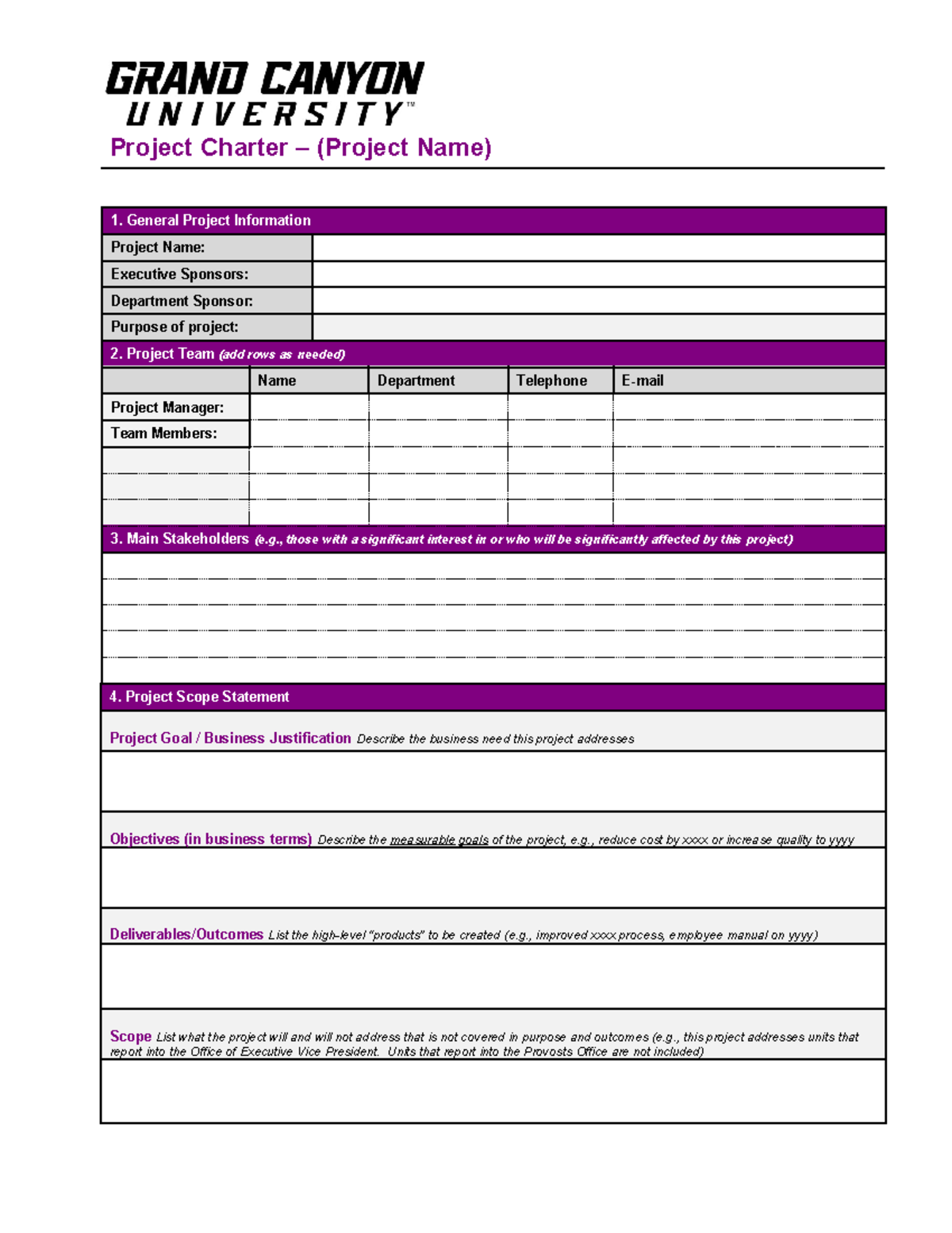 MGT 440 RS T3 Project Charter Template and Guidelines - Studocu