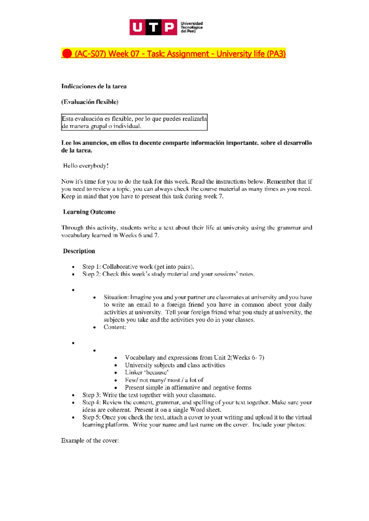 (AC-S07) Week 07 - Task Assignment - University Life (PA3) - Finalized ...