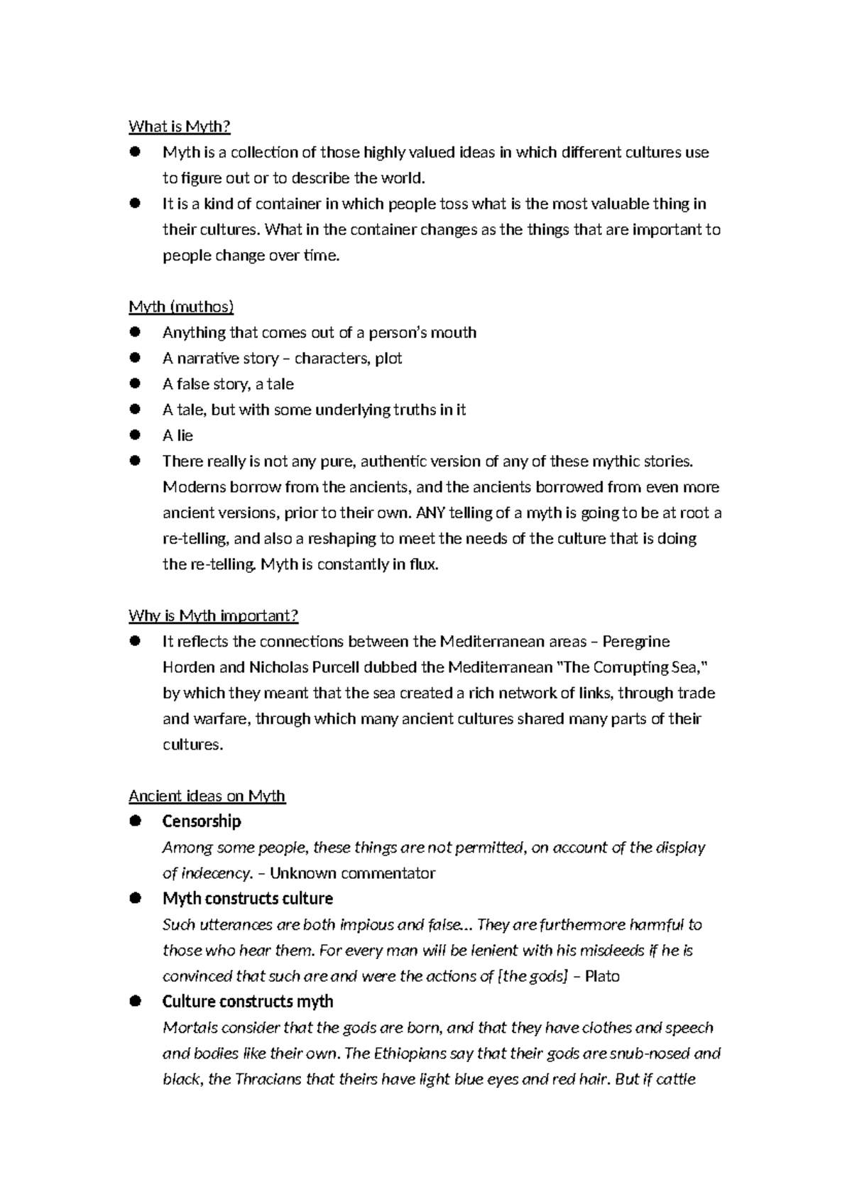 Mythology Insights: Week 1 Notes on Cultural Narratives - Studocu