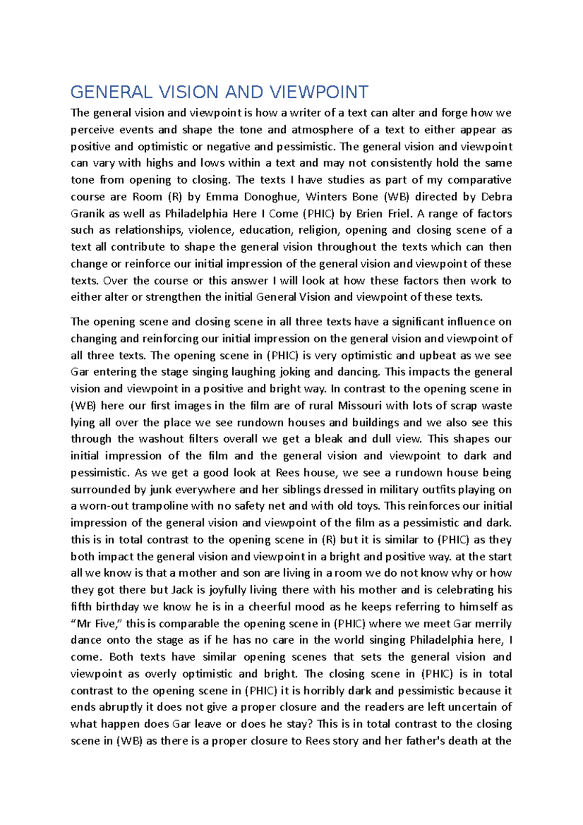 ENG 101: Comparative Analysis of General Vision and Viewpoint in Texts ...