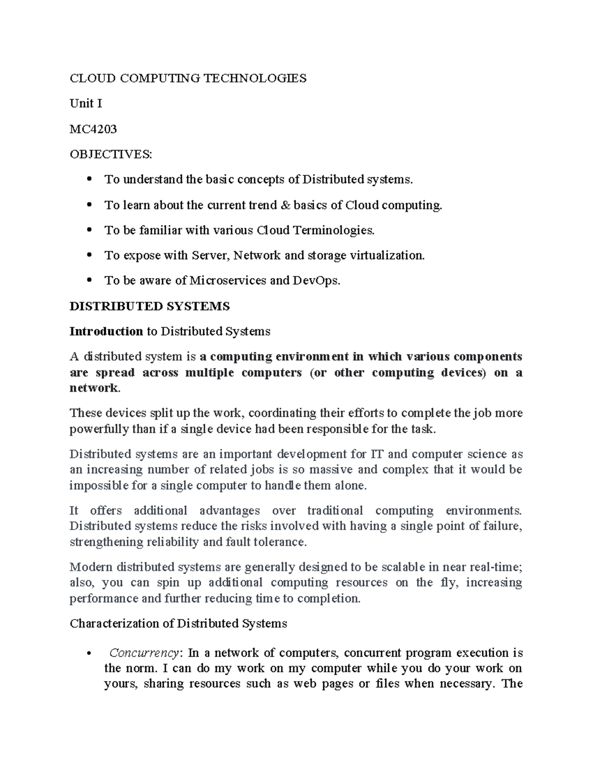 Cloud Computing-Unit-i - CLOUD COMPUTING TECHNOLOGIES Unit I MC ...