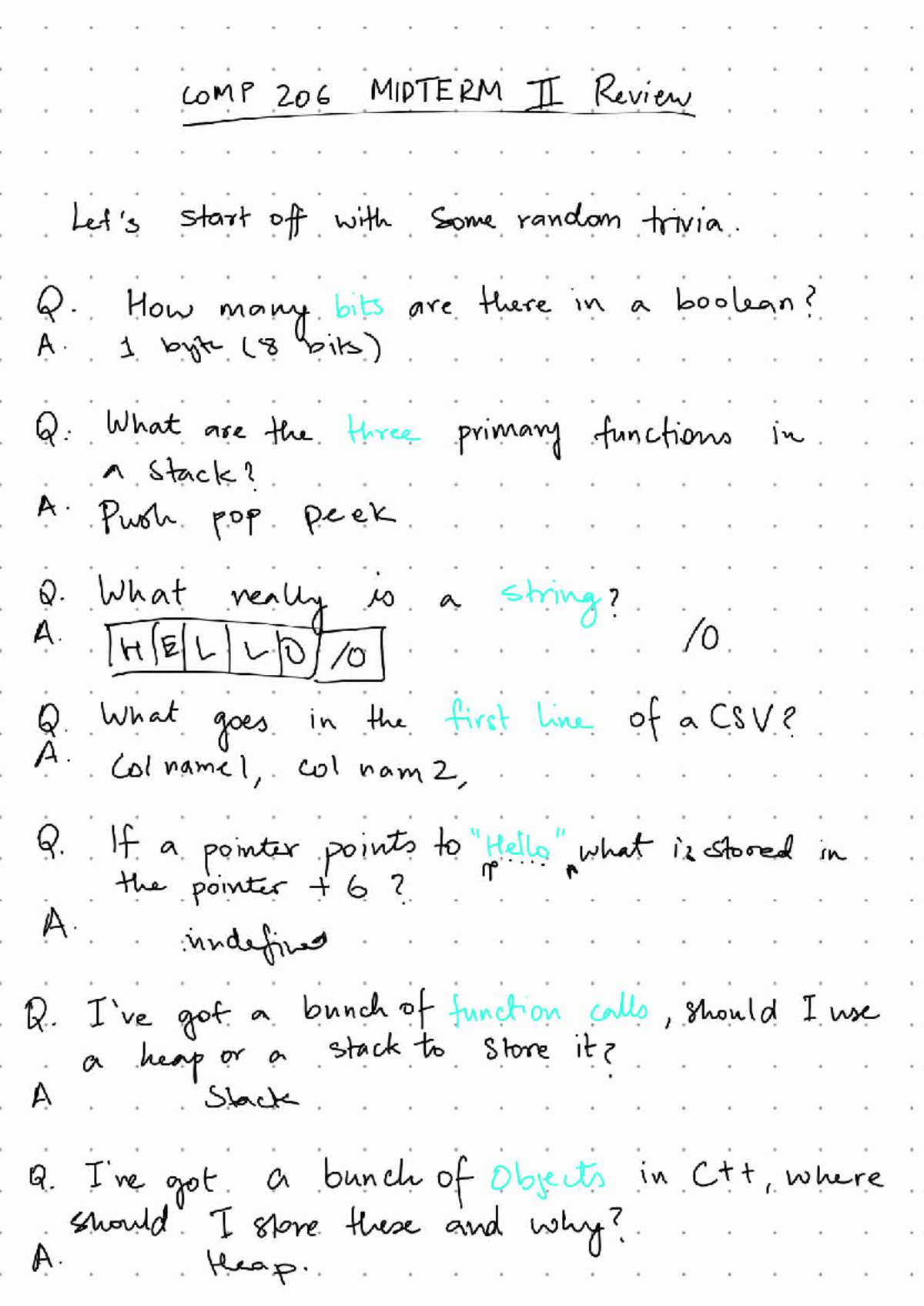 COMP 206 Midterm II Review: Key Topics and Sample Questions - Studeersnel