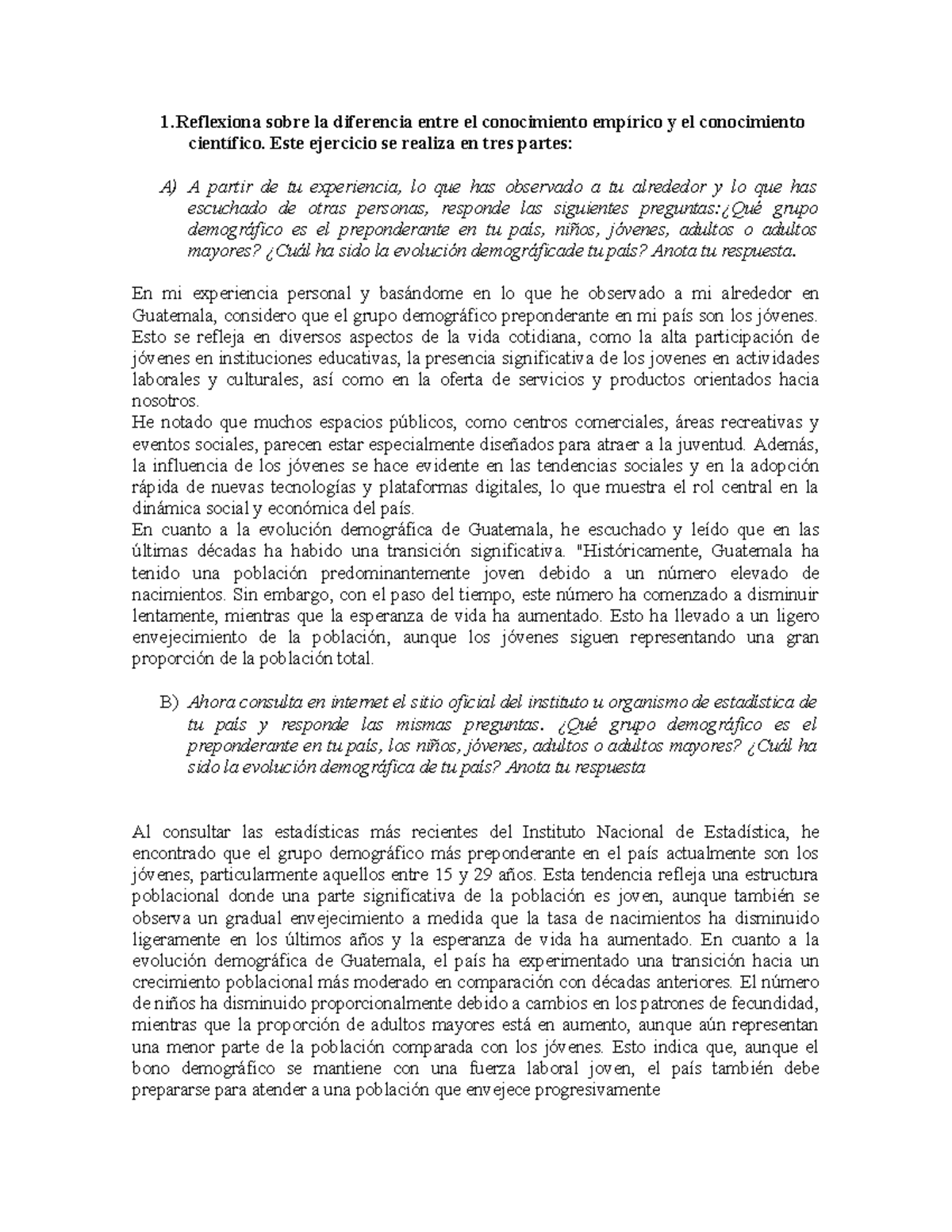 Diferencias entre Conocimiento Empírico y Científico en Guatemala - Document Preview