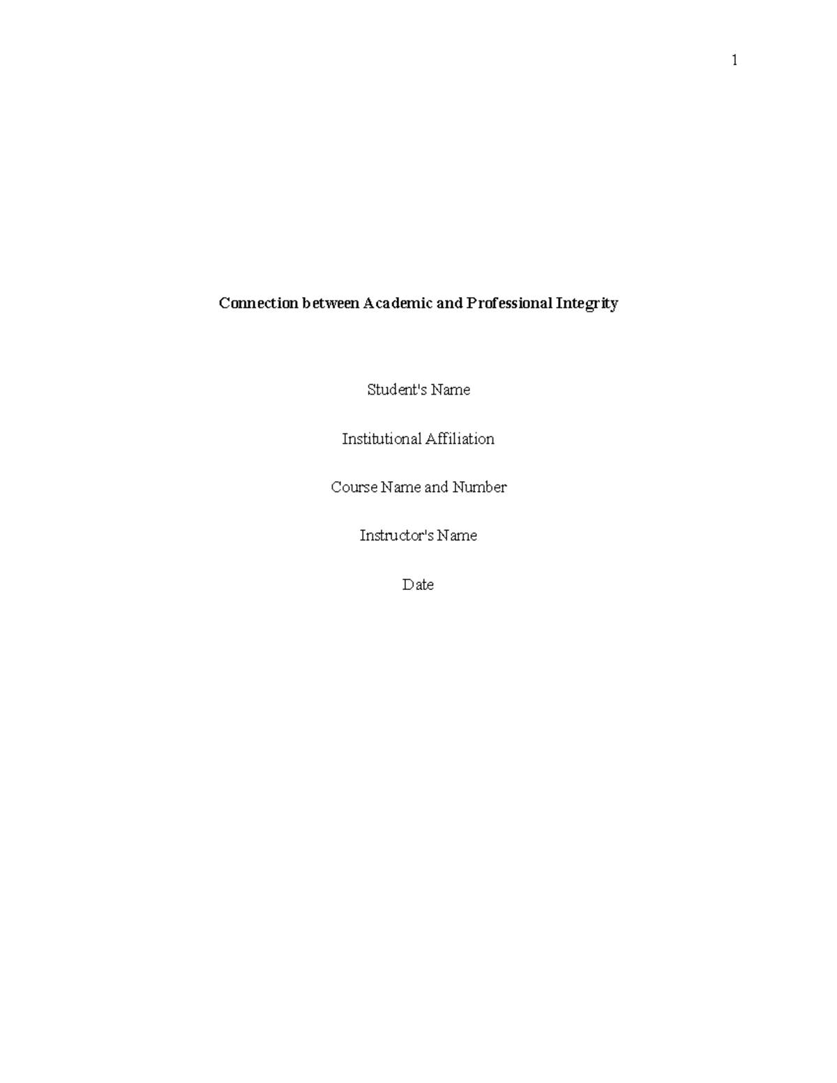 Connection between Academic and Professional Integrity: Insights and ...