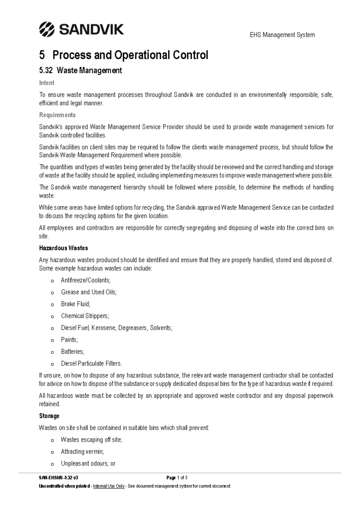 5.32 Waste Management 2024 - EHS Management System SAN-EHSMS-5. 32 v 3 ...