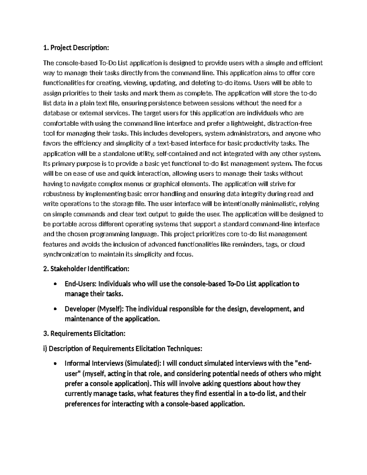 Software Requirements Specification - 1. Project Description: The ...