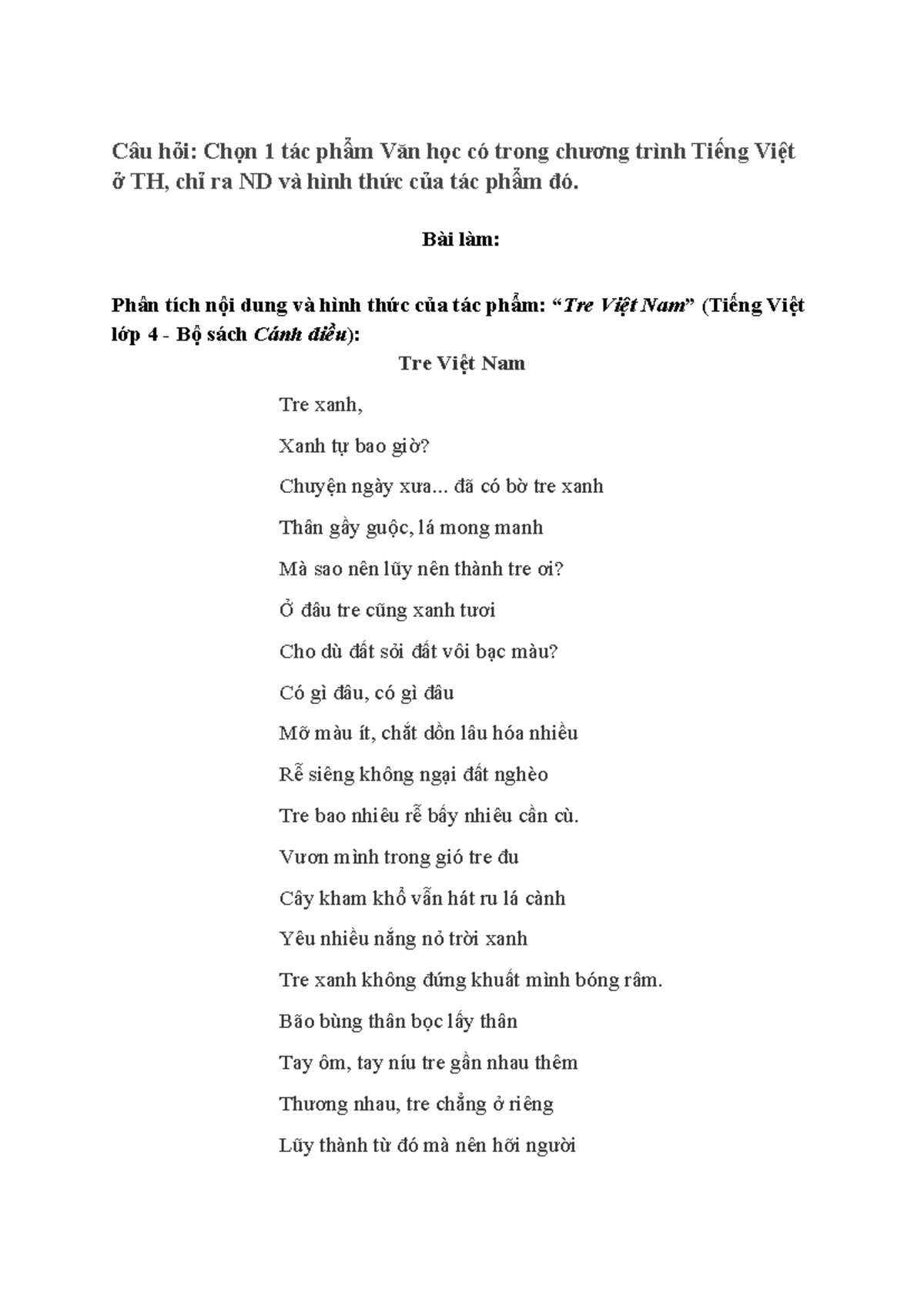 Phân Tích Nội Dung và Hình Thức Bài Thơ 