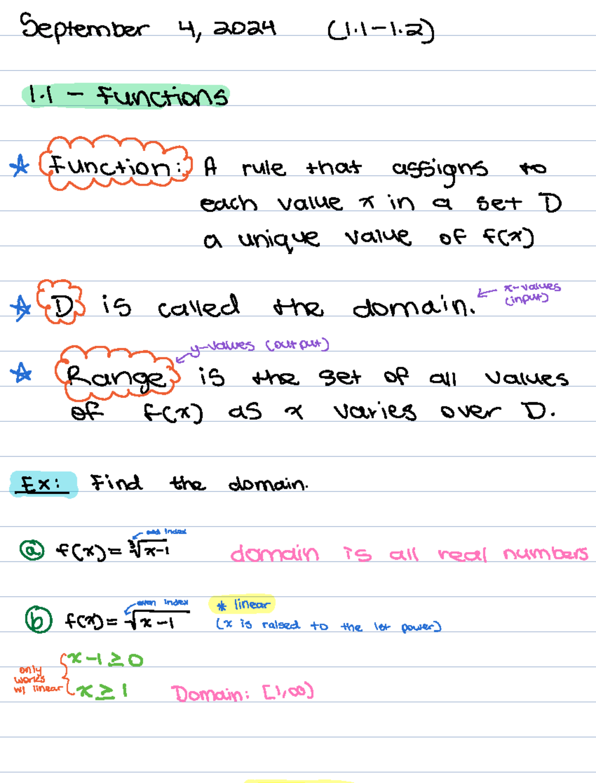 Lecture 1 Notes: Functions and Linear Relationships in Math - Studocu
