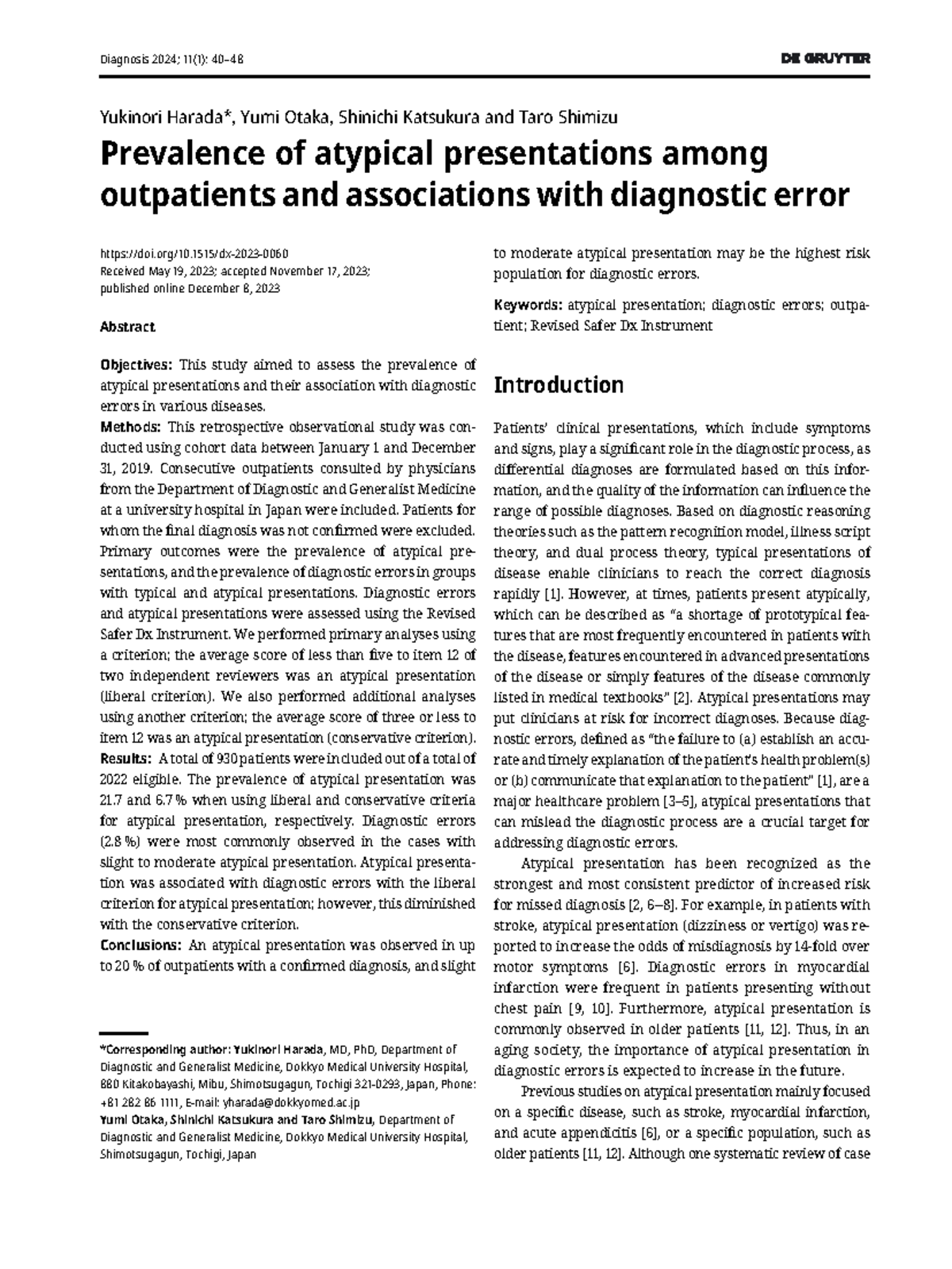 Prevalence of Atypical Presentations and Diagnostic Errors in ...