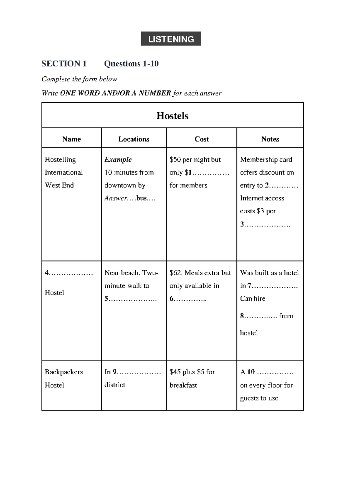 IELTS Listening Test - Section 1 to Section 3 Overview - Studocu