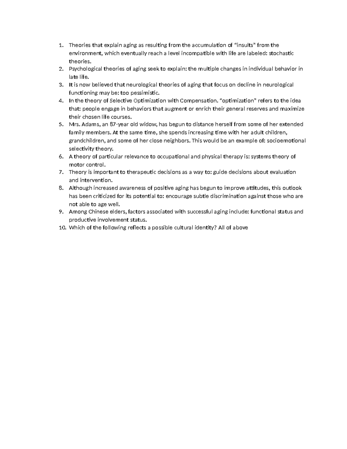 Exam 4 - Theories of Aging and Their Implications - Studocu