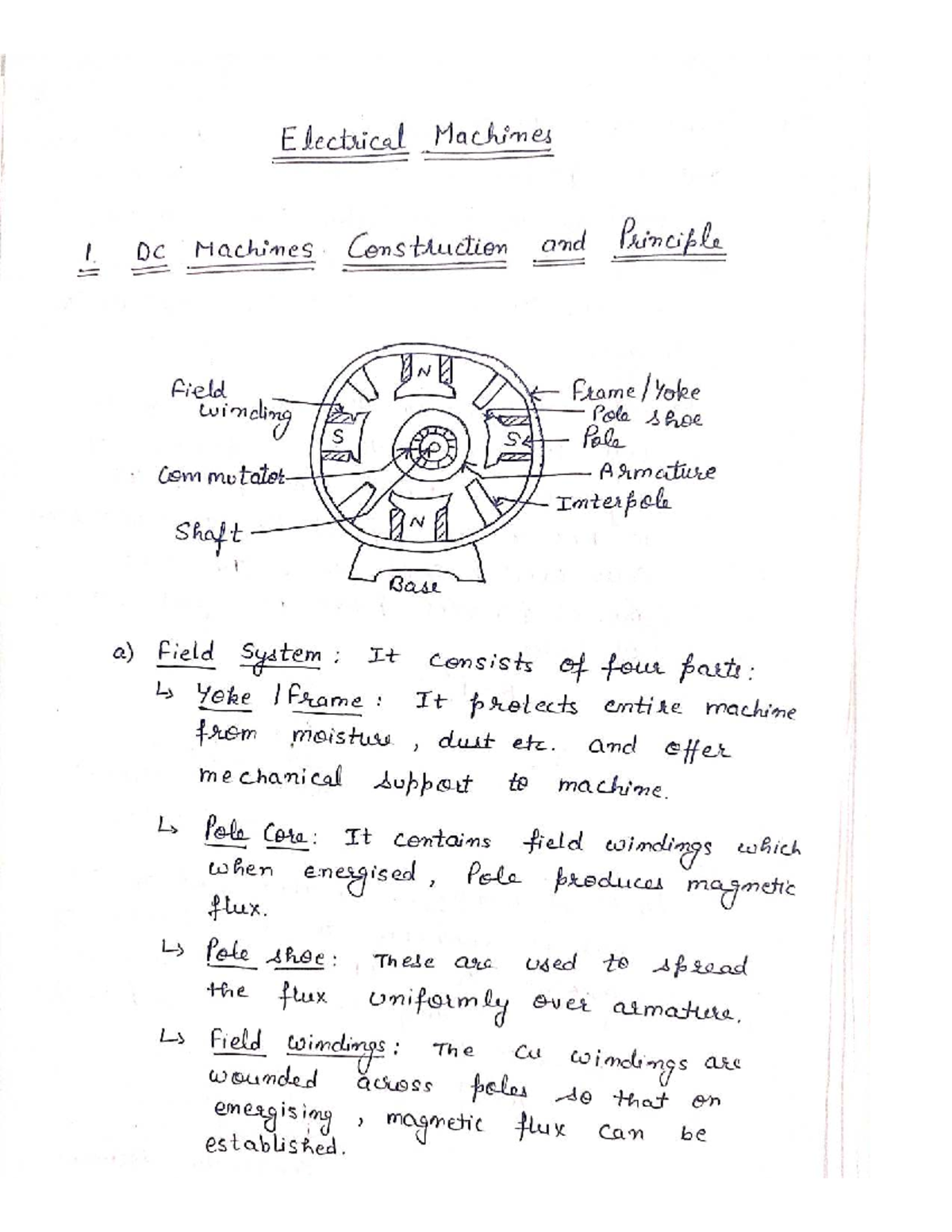 Electrical Machines 1: DC Machines Construction & Principles - Studocu