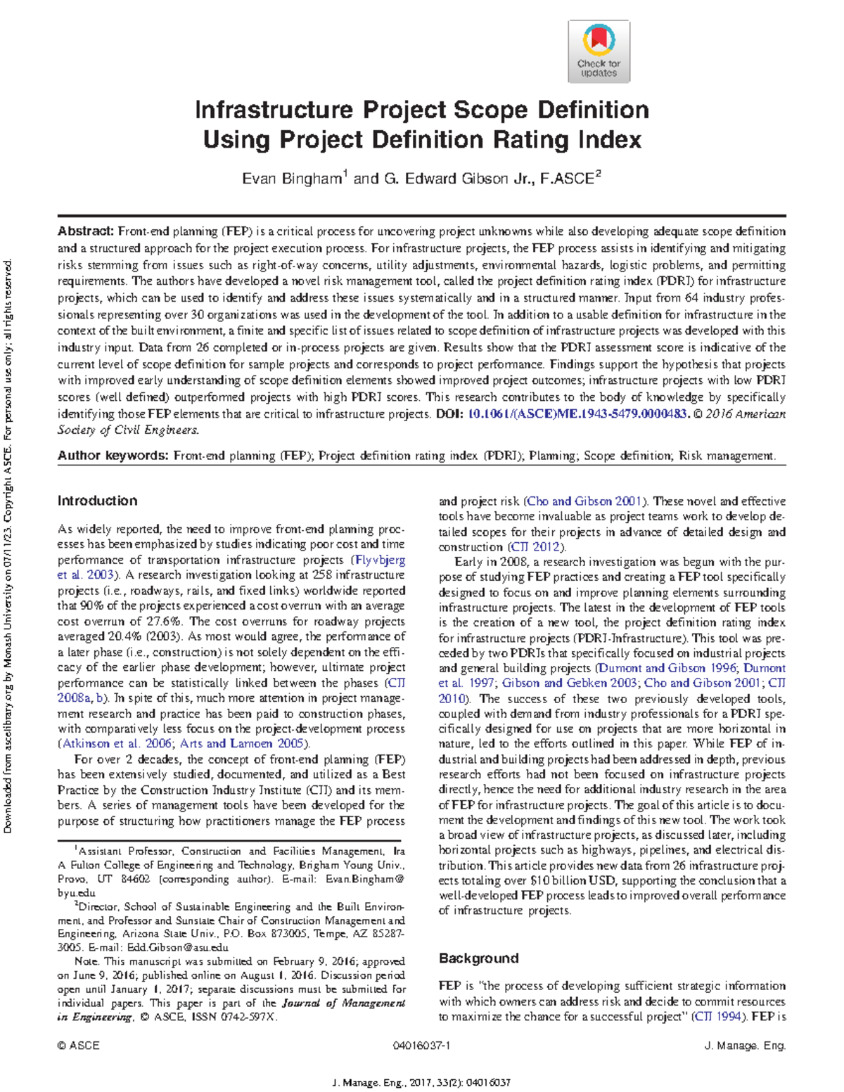 A Novel Risk Management Tool for Infrastructure Projects (ASCE)ME - Studocu
