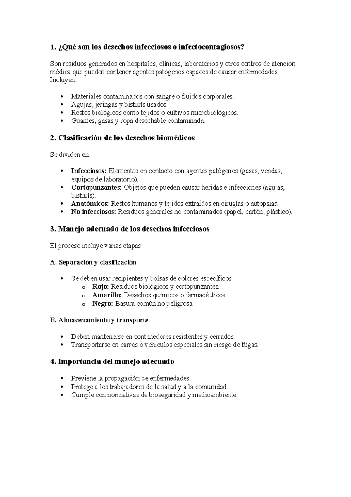 Manejo De Desechos Infecciosos En Salud Clasificación Y Prevención