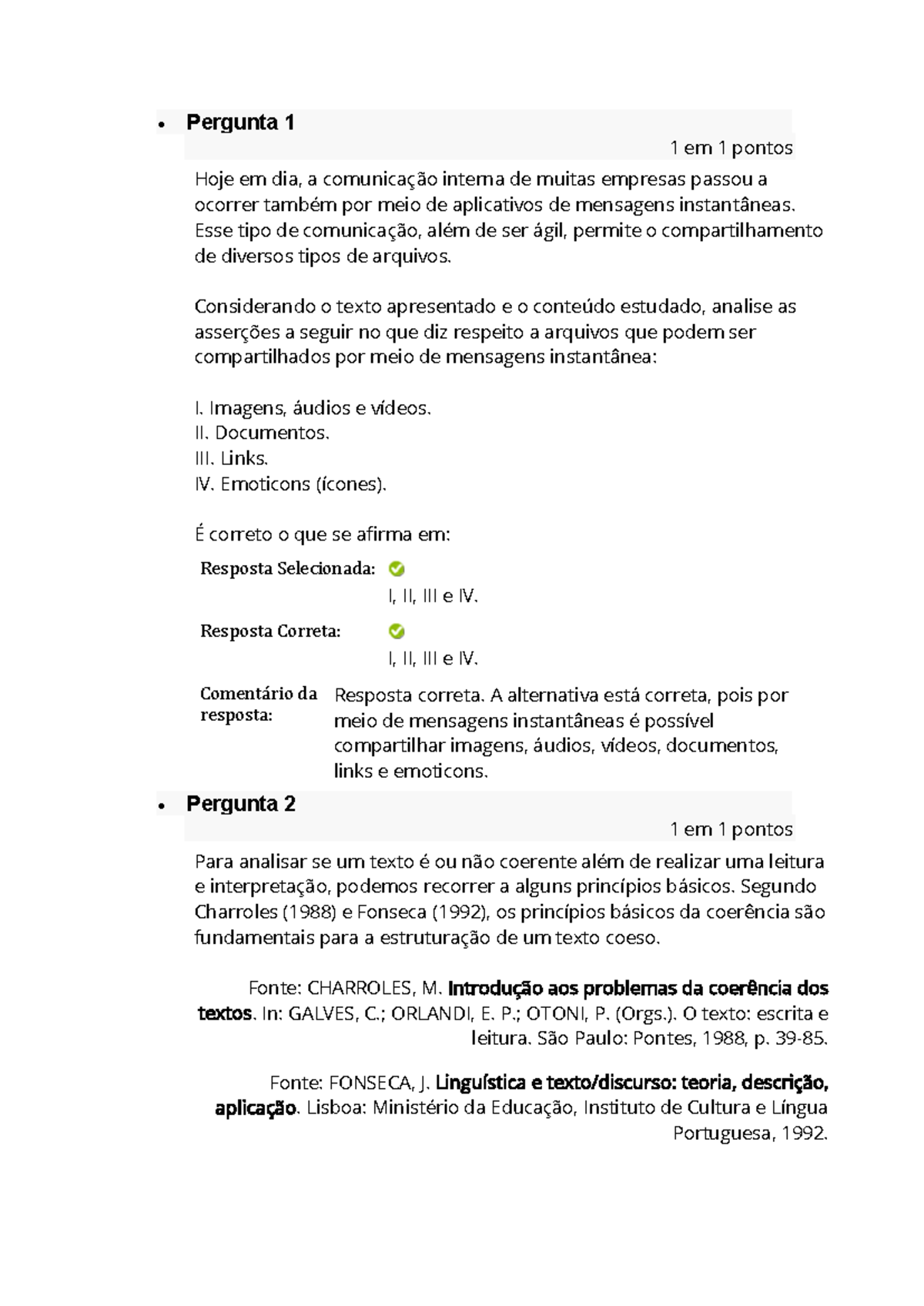 Atividade 02 - Comunicação - Questionário de Estudos e Respostas