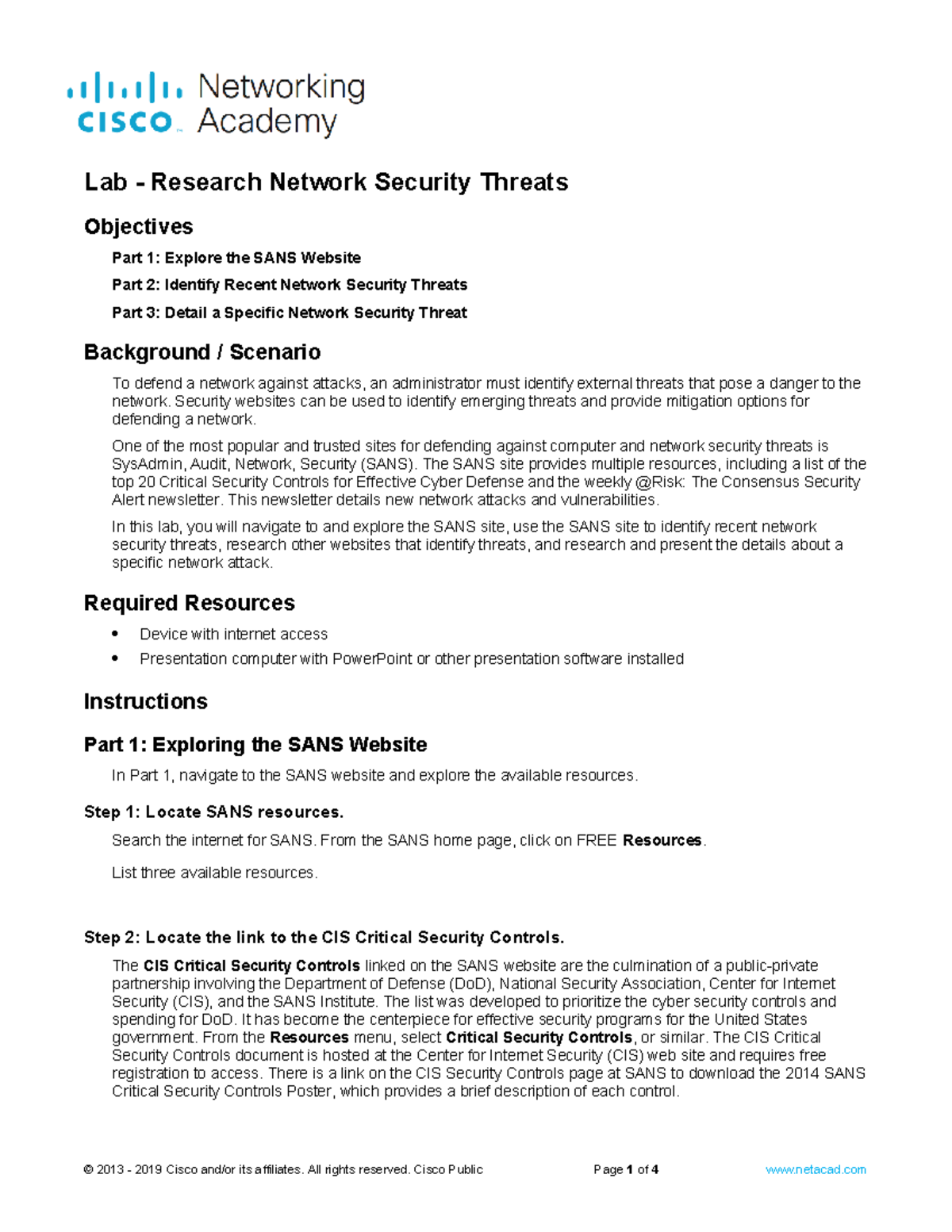 16.2.6 Lab - Identifying and Detailing Network Security Threats - Studocu