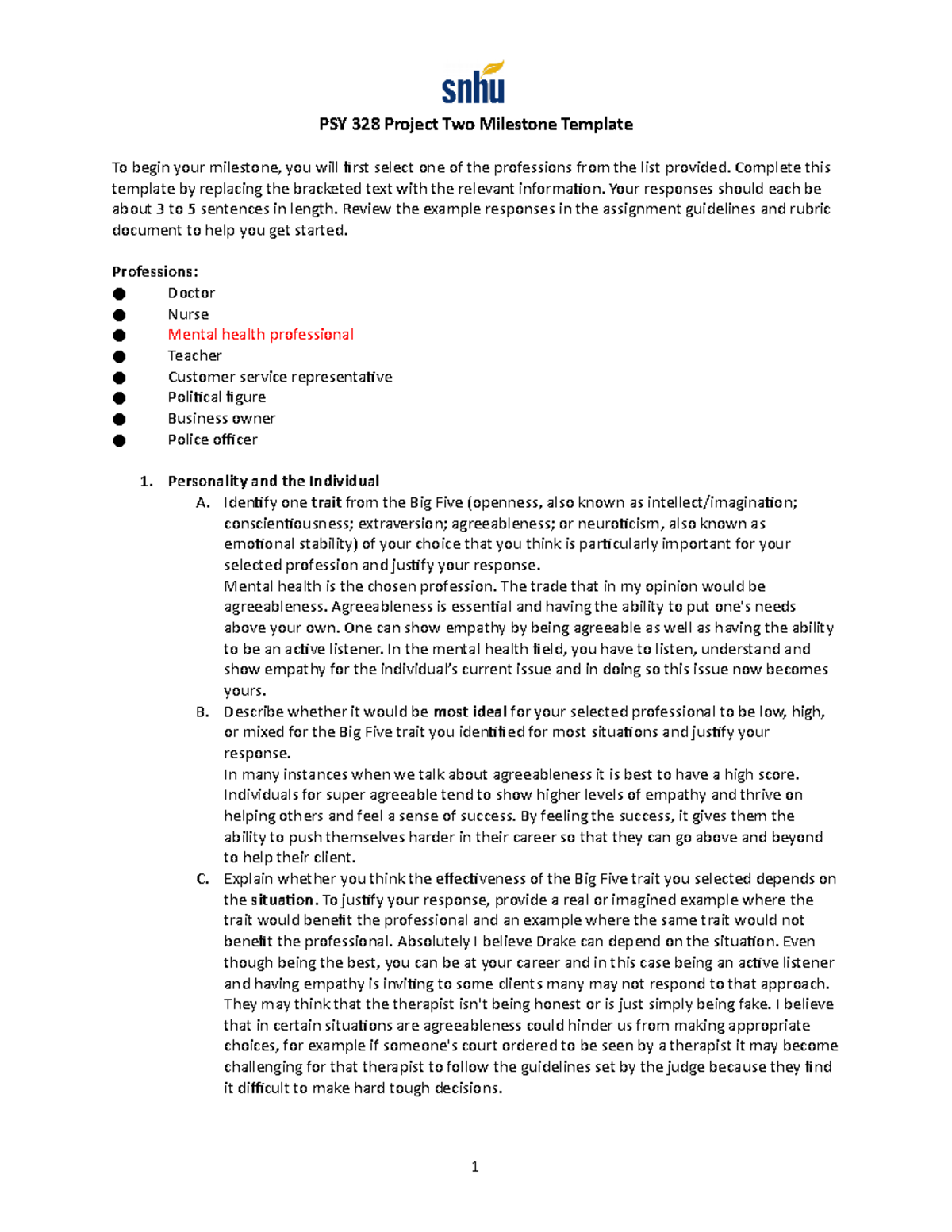 Projet 2 milestone tem done - PSY 328 Project Two Milestone Template To ...