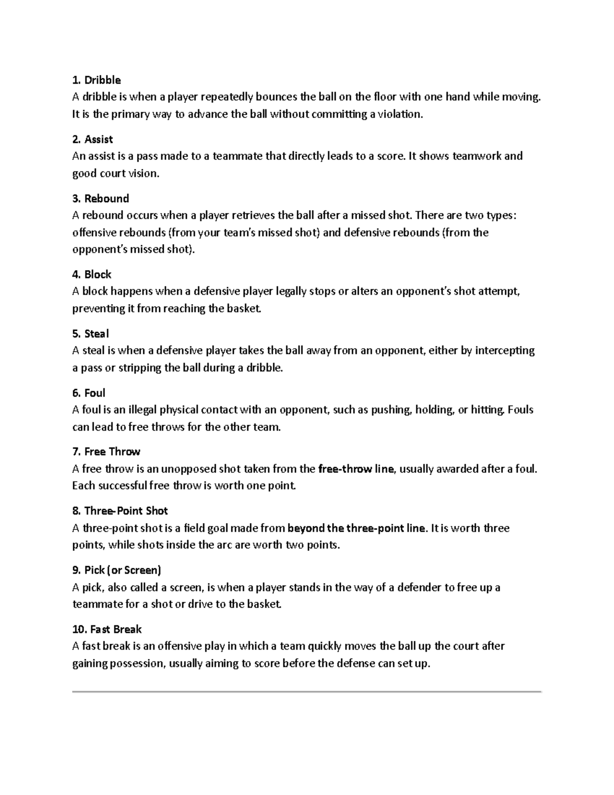 Basketball Terminology: 10 Key Terms Explained - Studocu