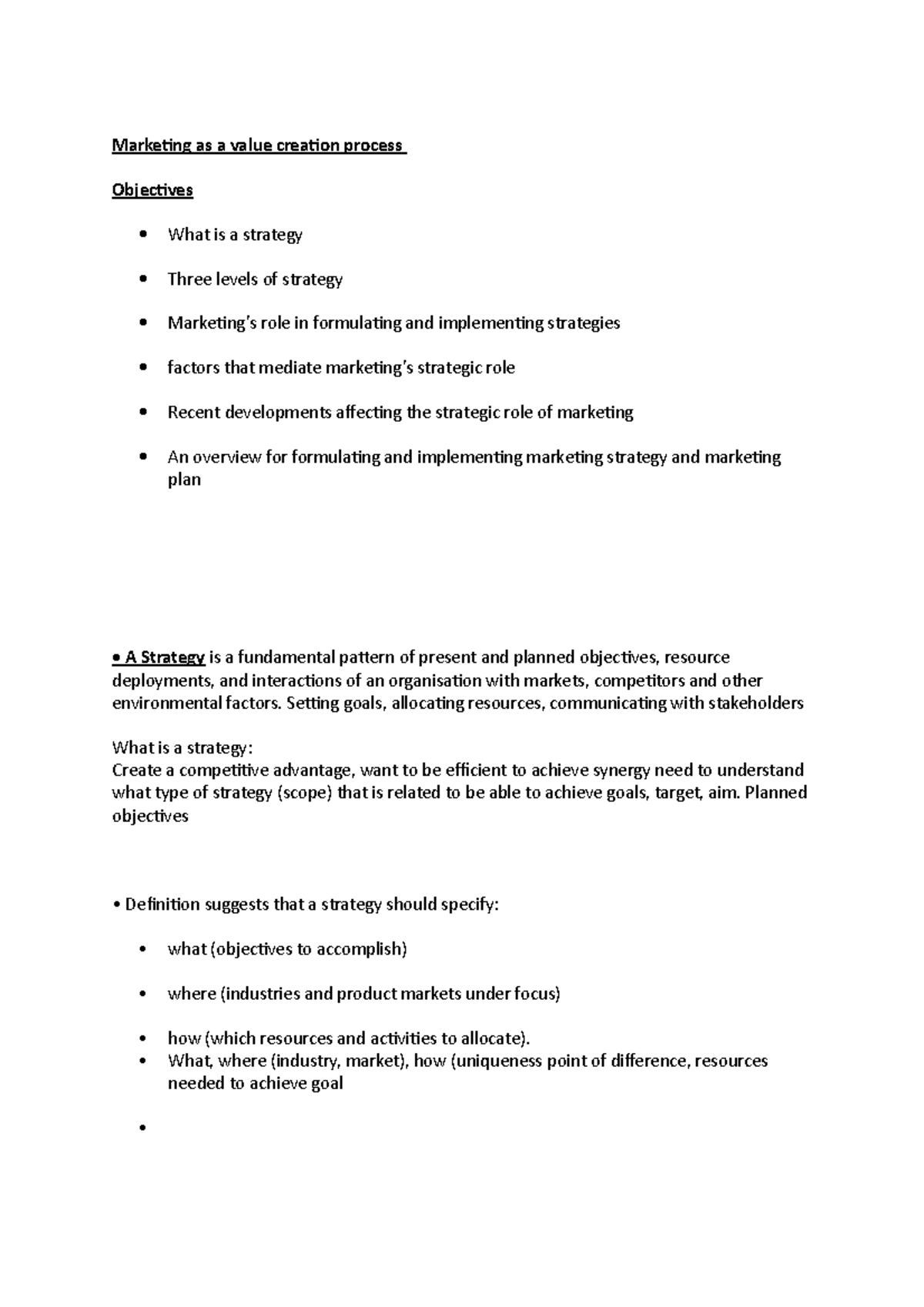 1- MArketing as a value creation process - Marketing as a value ...