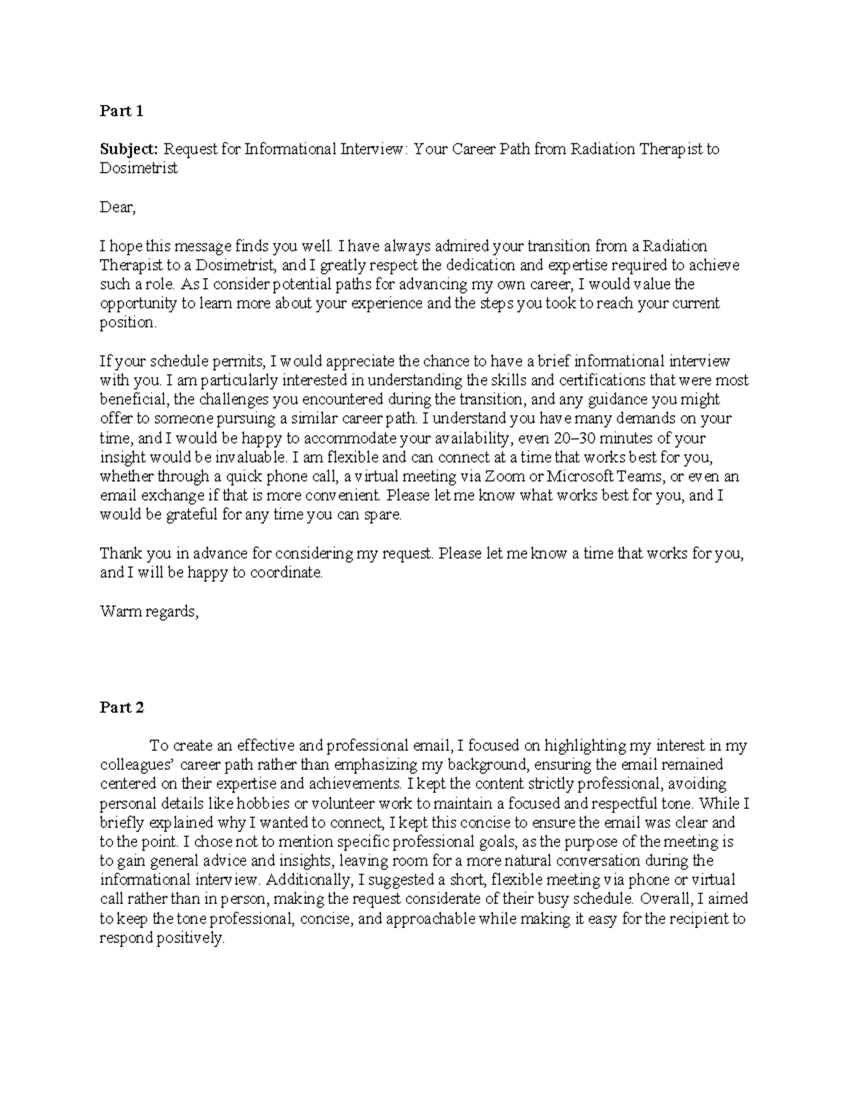 Request for Informational Interview: Career Path Insights from RT to DM ...