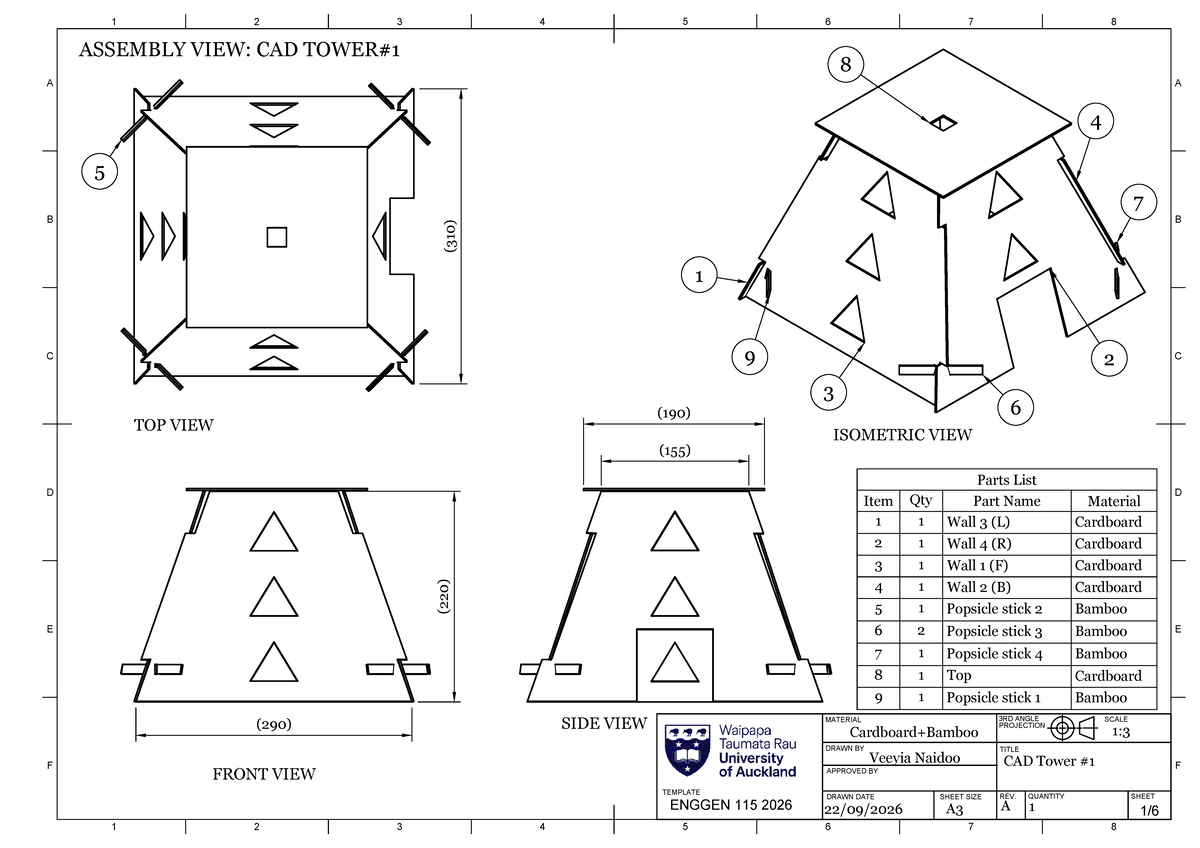 CAD 115: CAD Tower #1 Drawing and Assembly Views - Studocu