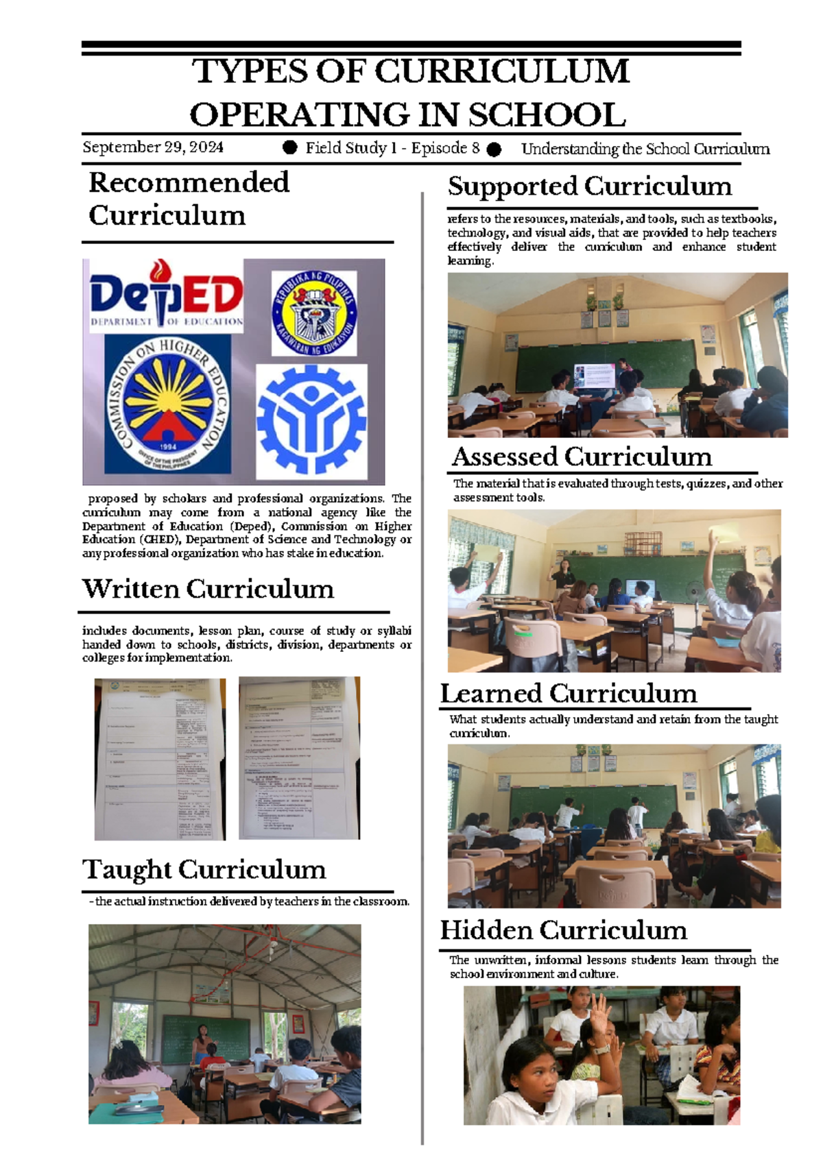 EDU 101: Types of Curriculum in Educational Settings - Studocu
