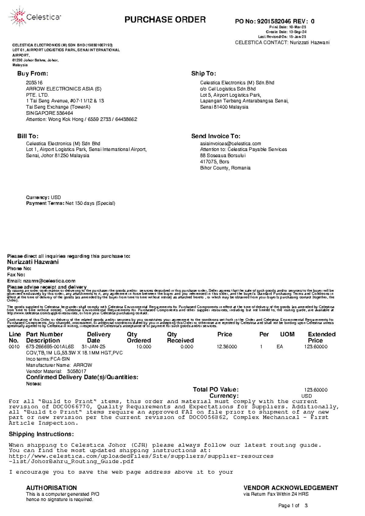 92015 82046 Purchase Order Details and Delivery Instructions - Studocu