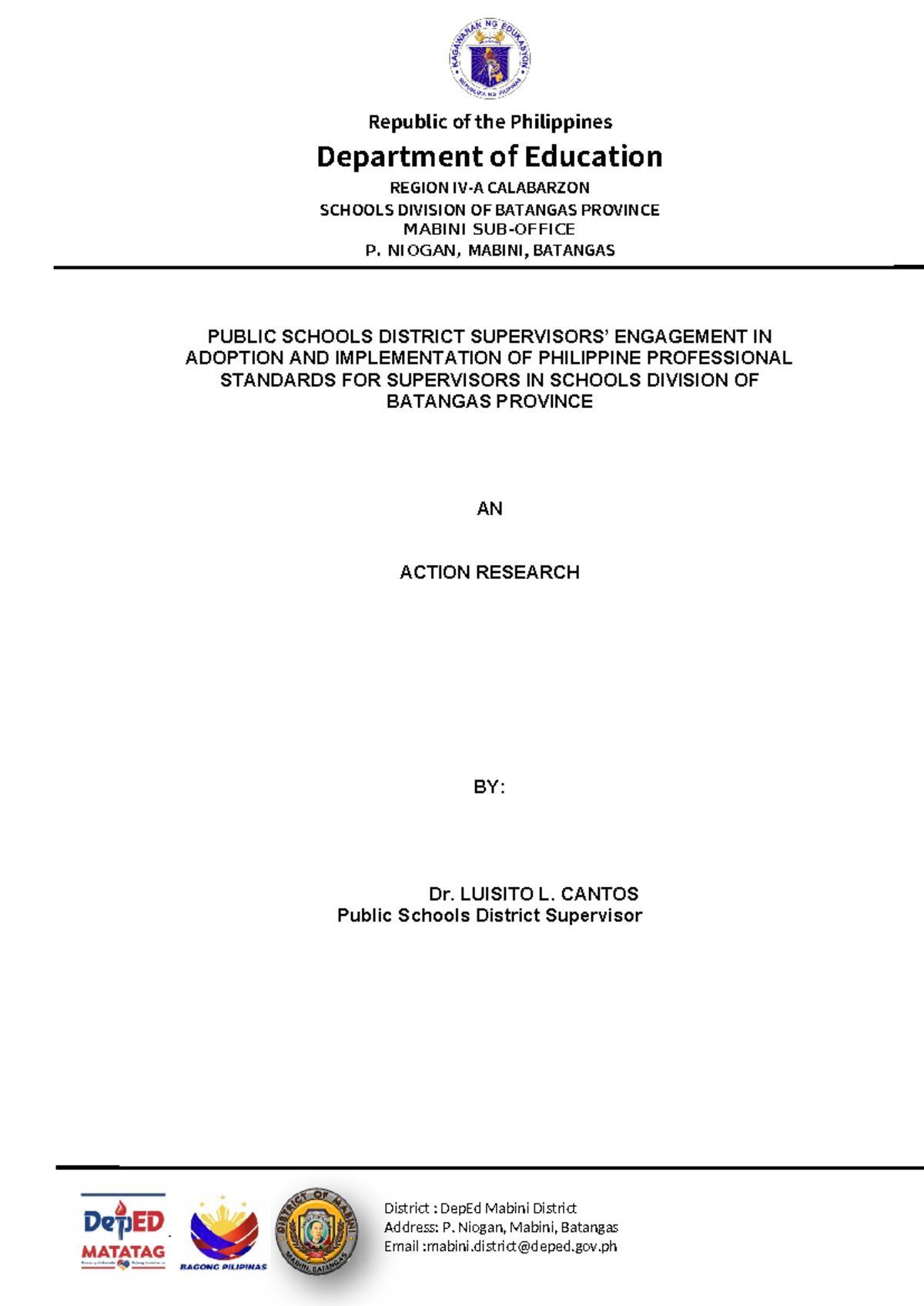Final Research on PSDS Engagement in Implementing PPSS - DR - Studocu
