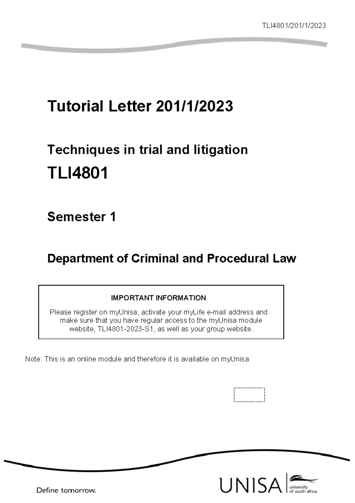 Feedback on Assignments 1 & 2 for TLI4801 - Semester 1, 2023 - Studocu