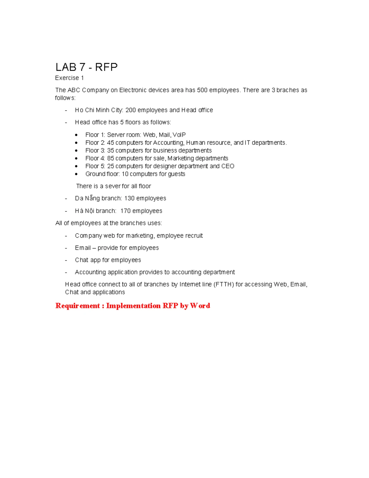 LAB 8 - RFP - âaaaaaaaaaaaaaaaaâ - LAB 8 - RFP Exercise 2 The XYZ ...