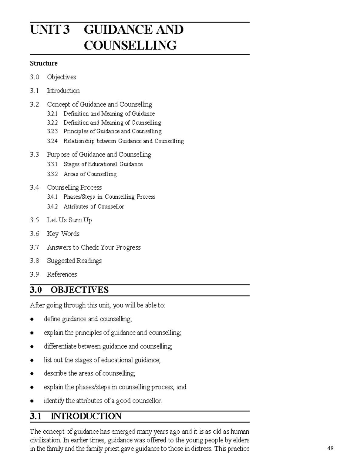 Unit 3: Guidance and Counselling - Concepts and Processes - Studocu